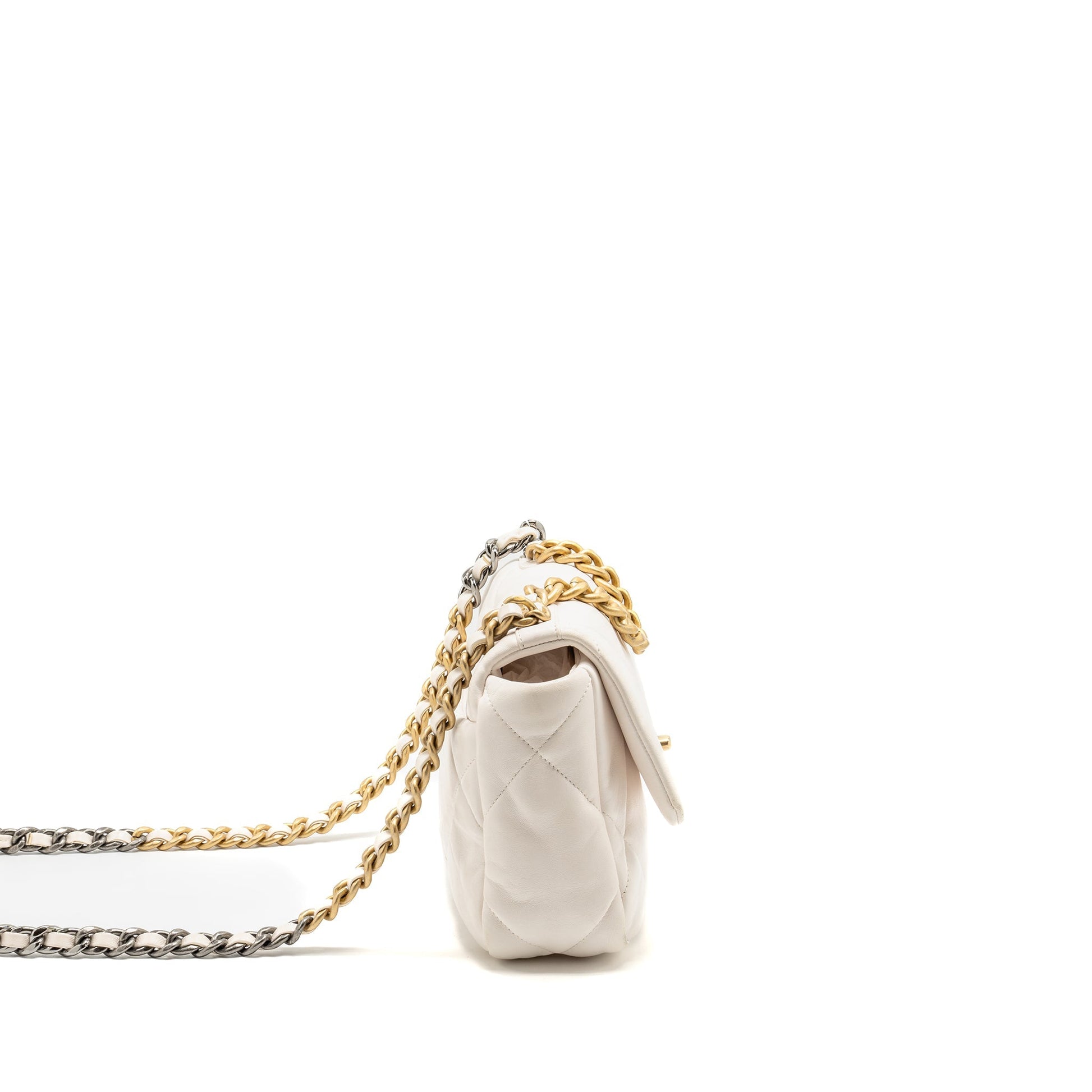 Chanel 19 lambskin hardware Multicolor White Small Handbag