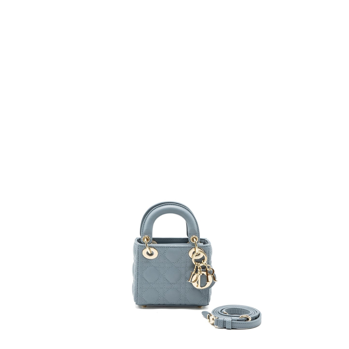Dior Micro Lady Purse Cannage Lambskin Cloud Handbag Blue Travel Bag