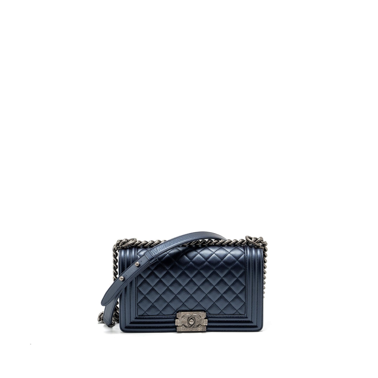 Chanel boy caviar Blue Handbag