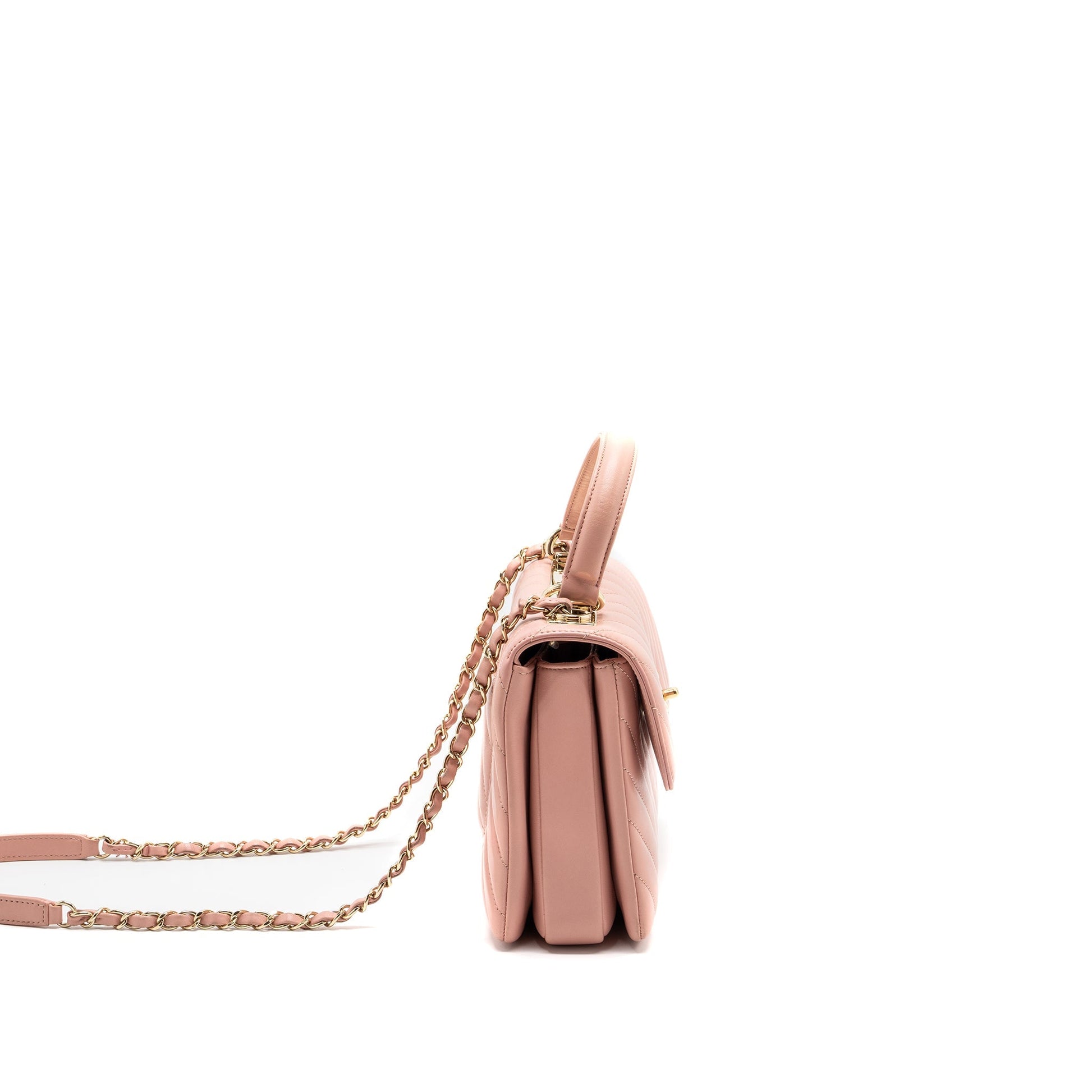 Chanel Chevron Trendy CC Top Handle Flap Pink Shoulder Bag