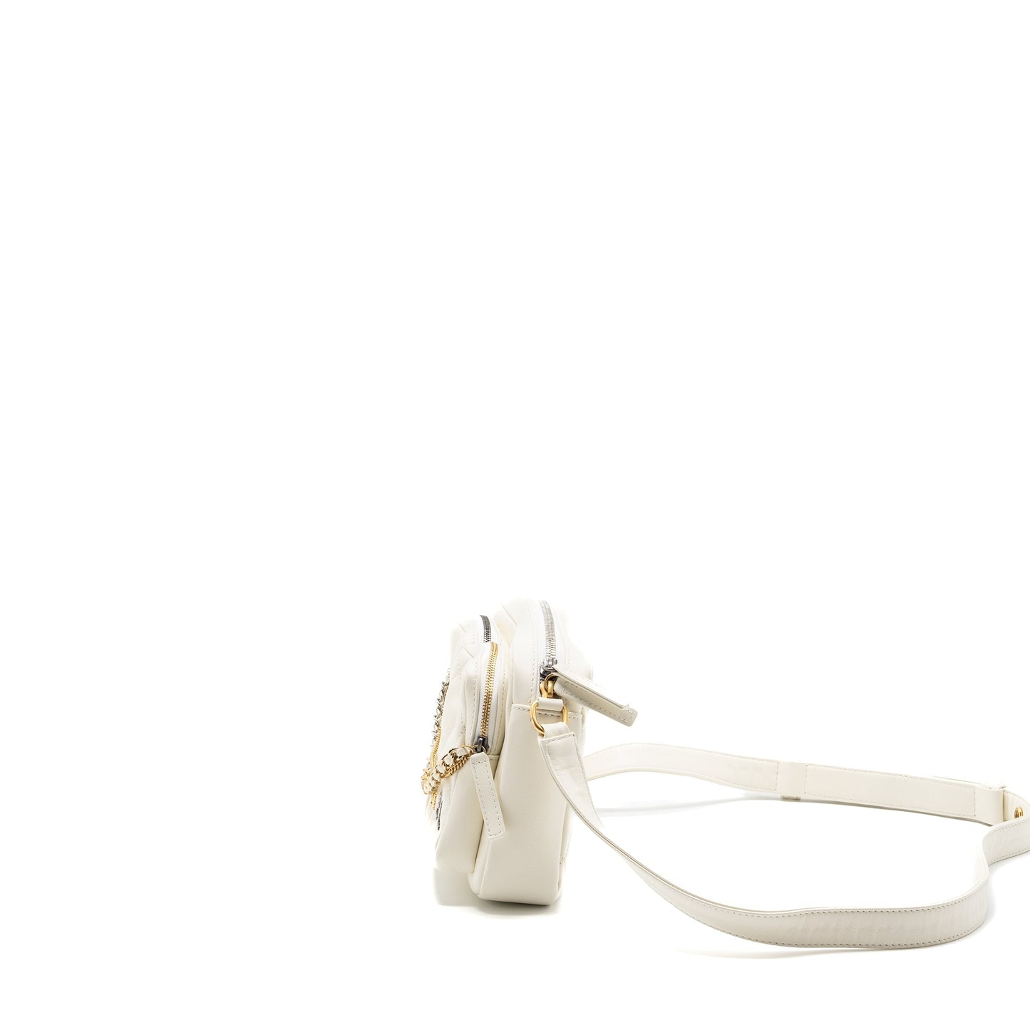Chanel Camera Calfskin Hardware Microchip Multicolour White Small Crossbody Bag