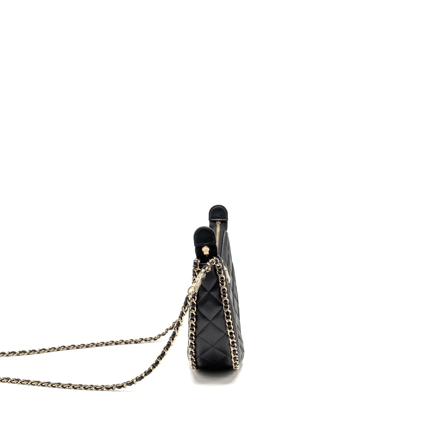 Chanel half moon hobo lambskin LGHW microchip Black Small Shoulder Bag