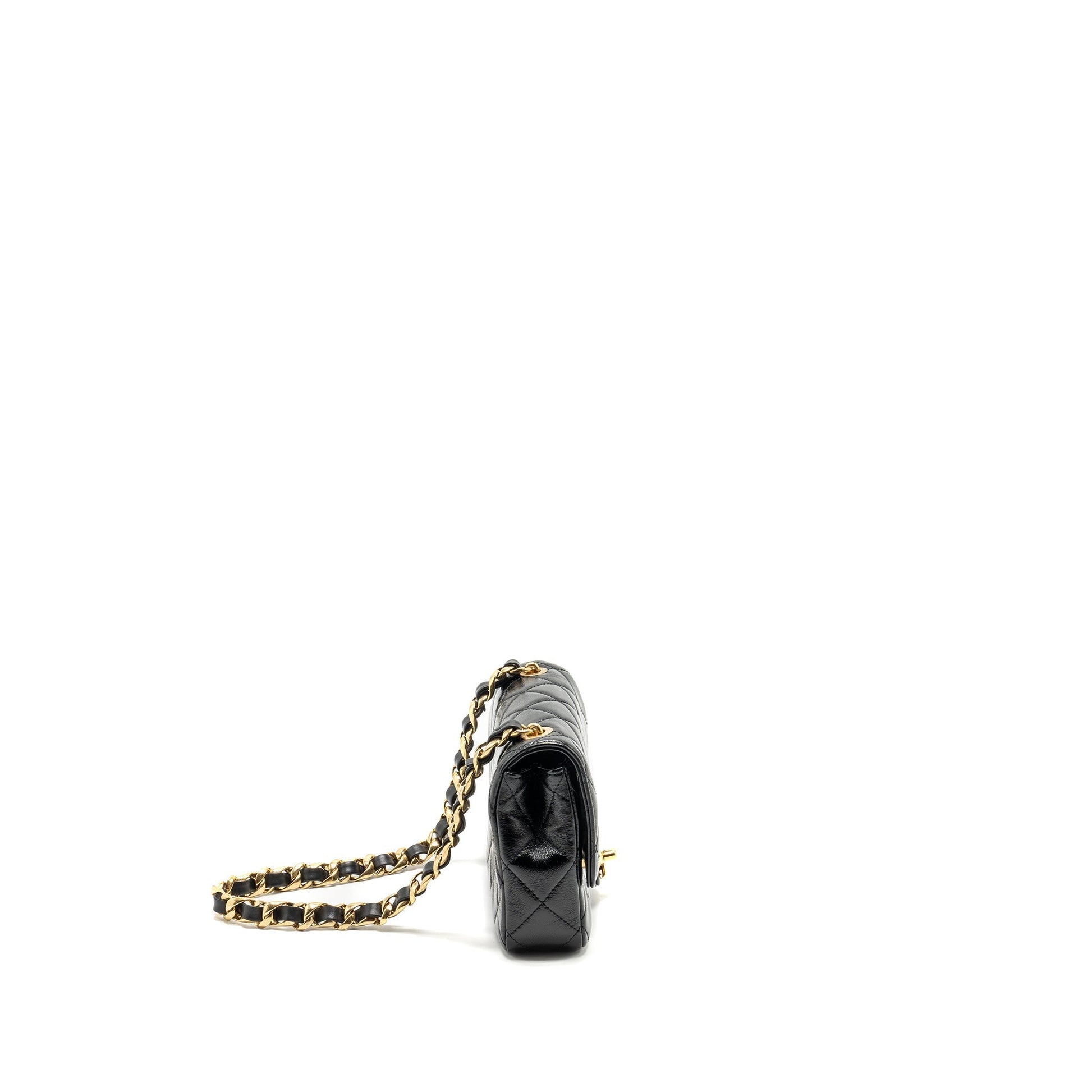 Chanel 24b Giant Flap Lambskin GHW Microchip Black Shoulder Bag