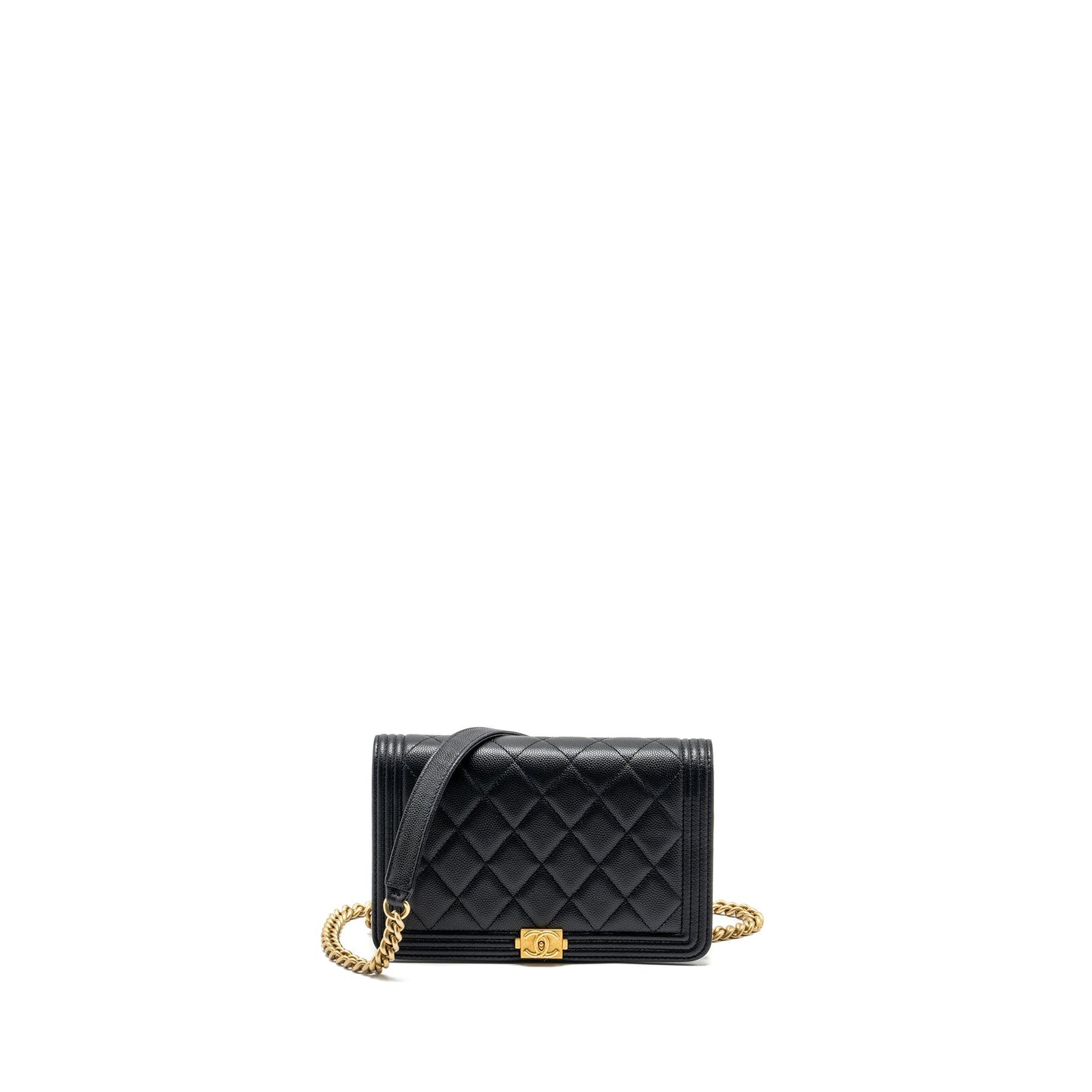 Chanel Boy On caviar GHW microchip Black Wallet Case Ghw Microchip