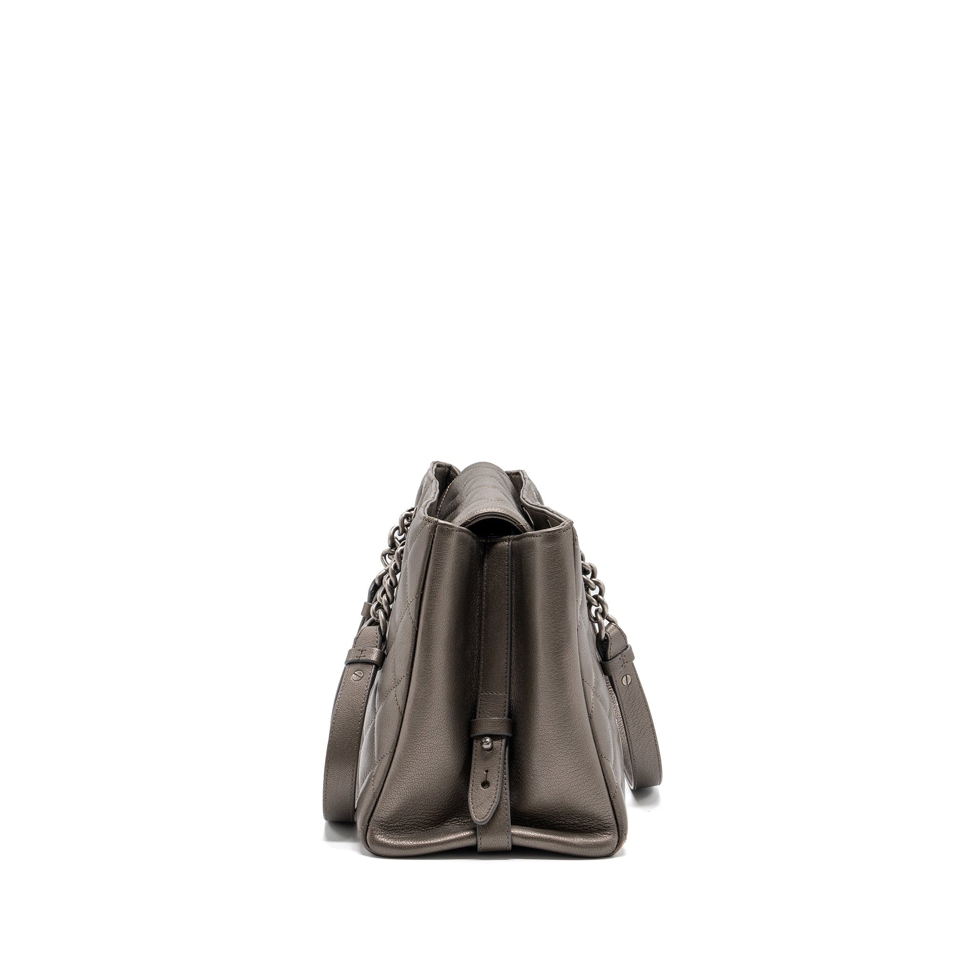 Chanel quilted Goatskin ruthenium hardware Silver Tote Bag