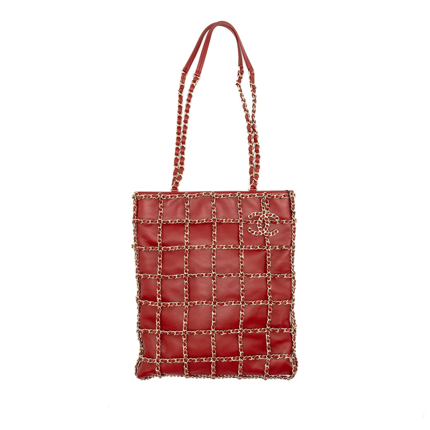 Chanel 20A Frame CC Charm Shopping Lambskin Red Key Chain