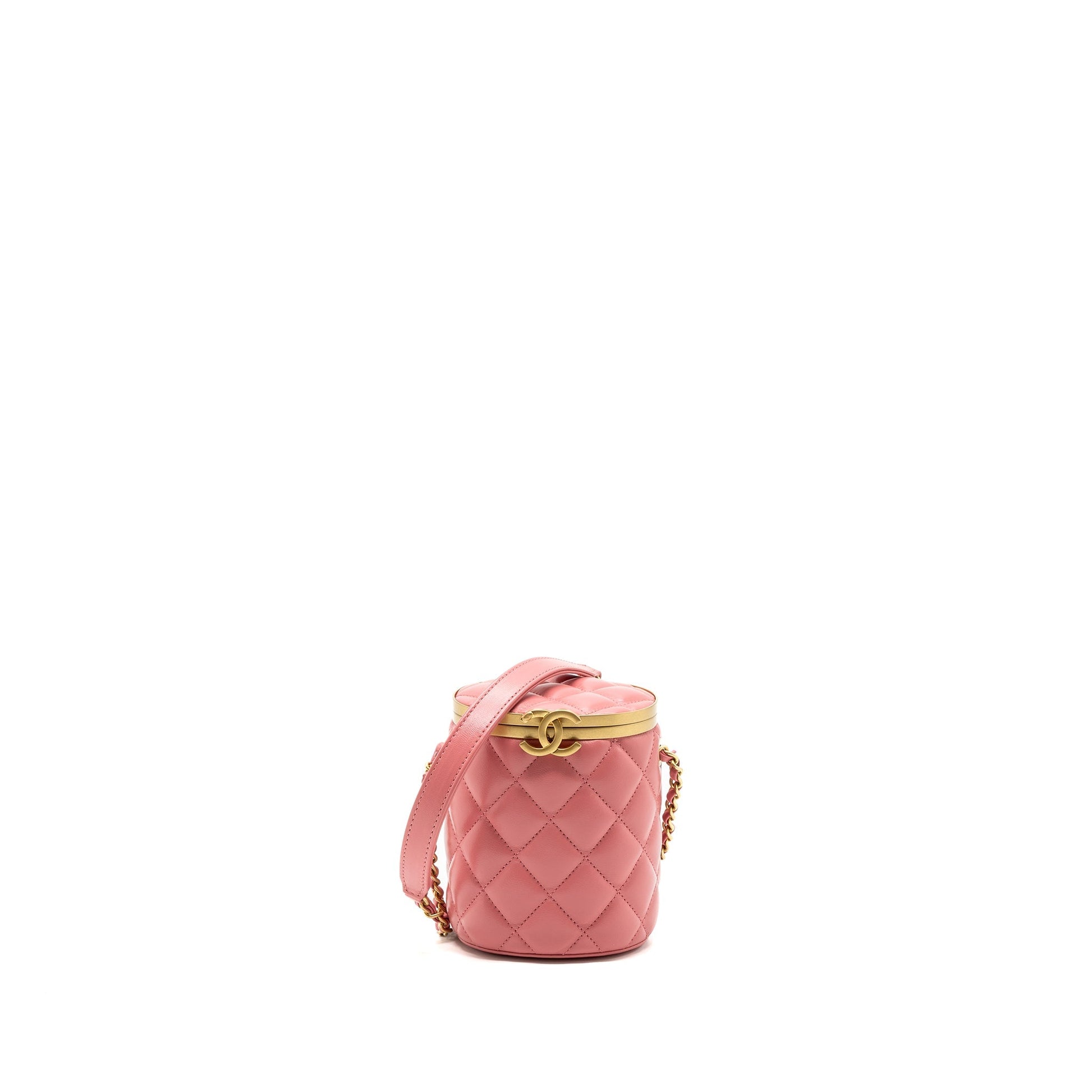 Chanel Round Vanity Lambskin GHW Microchip Pink Handbag