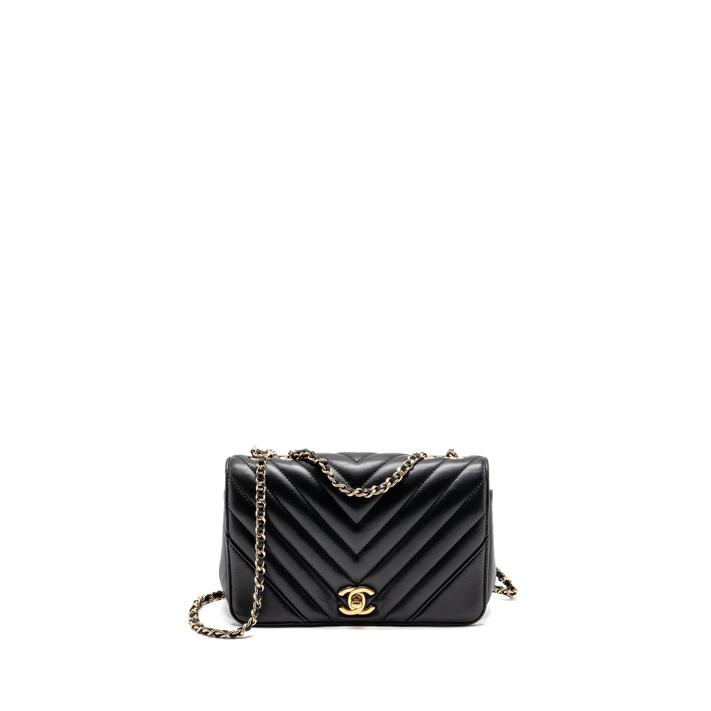 Chanel Chevron Flap lambskin LGHW Black Shoulder Bag