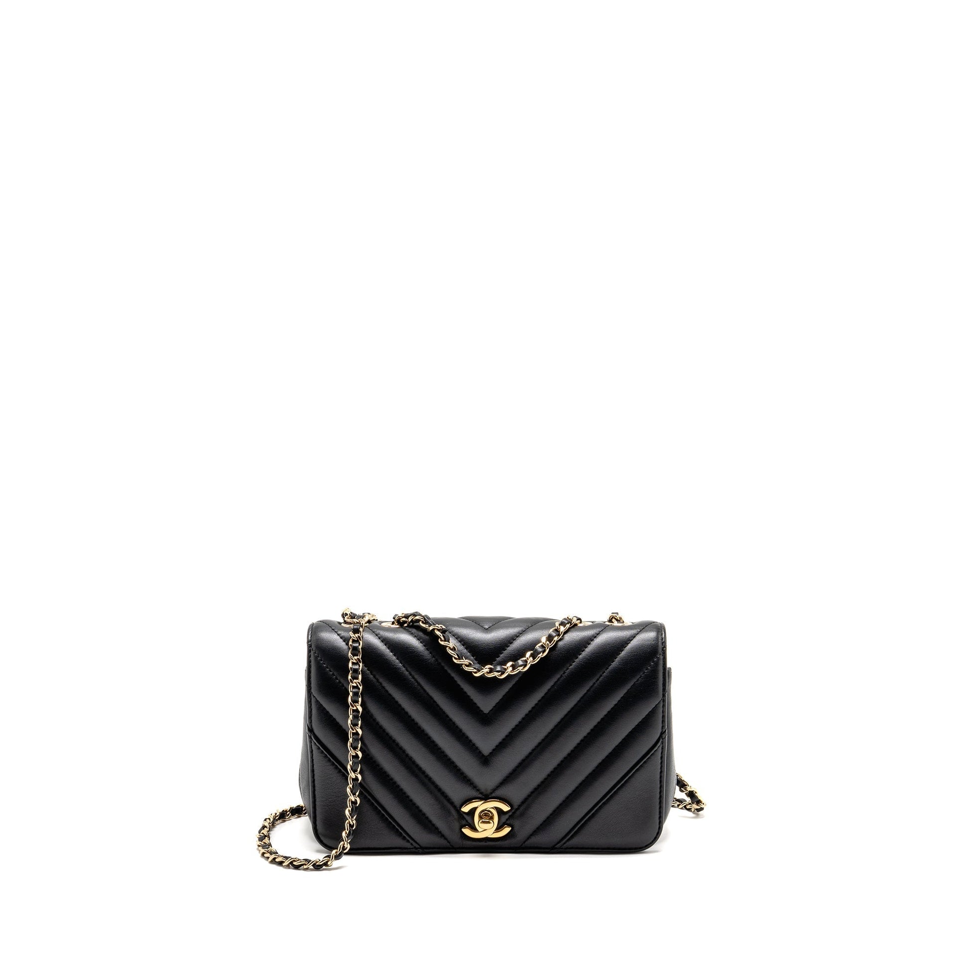 Chanel Chevron Flap lambskin LGHW Black Shoulder Bag