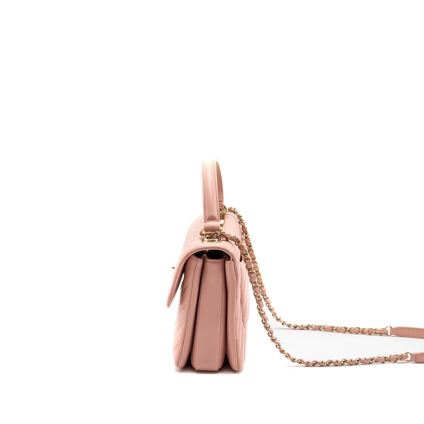 Chanel Chevron Trendy CC Top Handle Flap Pink Shoulder Bag