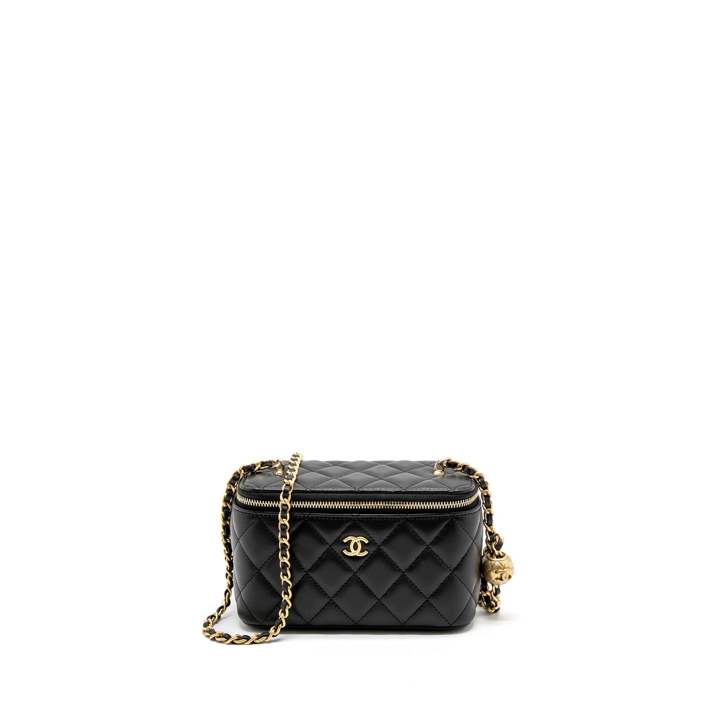 Chanel Pearl Crush Long Vanity Lambskin GHW Black Handbag Microchip 1