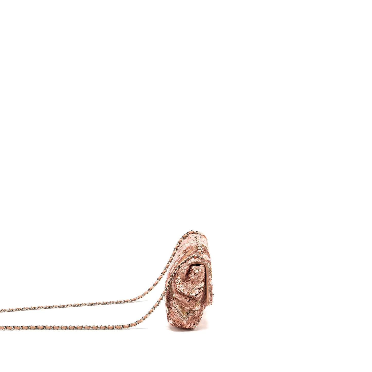 Chanel Chevron flap Sequin SHW Multicolour Pink Shoulder Bag