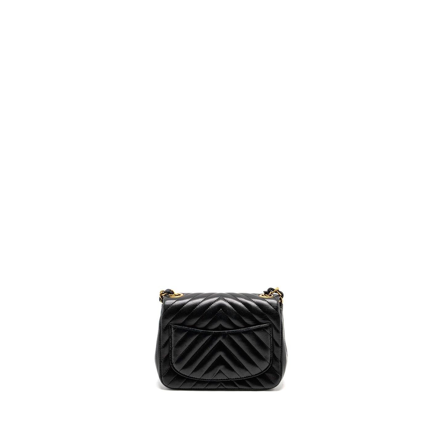 Chanel Square Chevron Flap Lambskin GHW Black Shoulder Bag