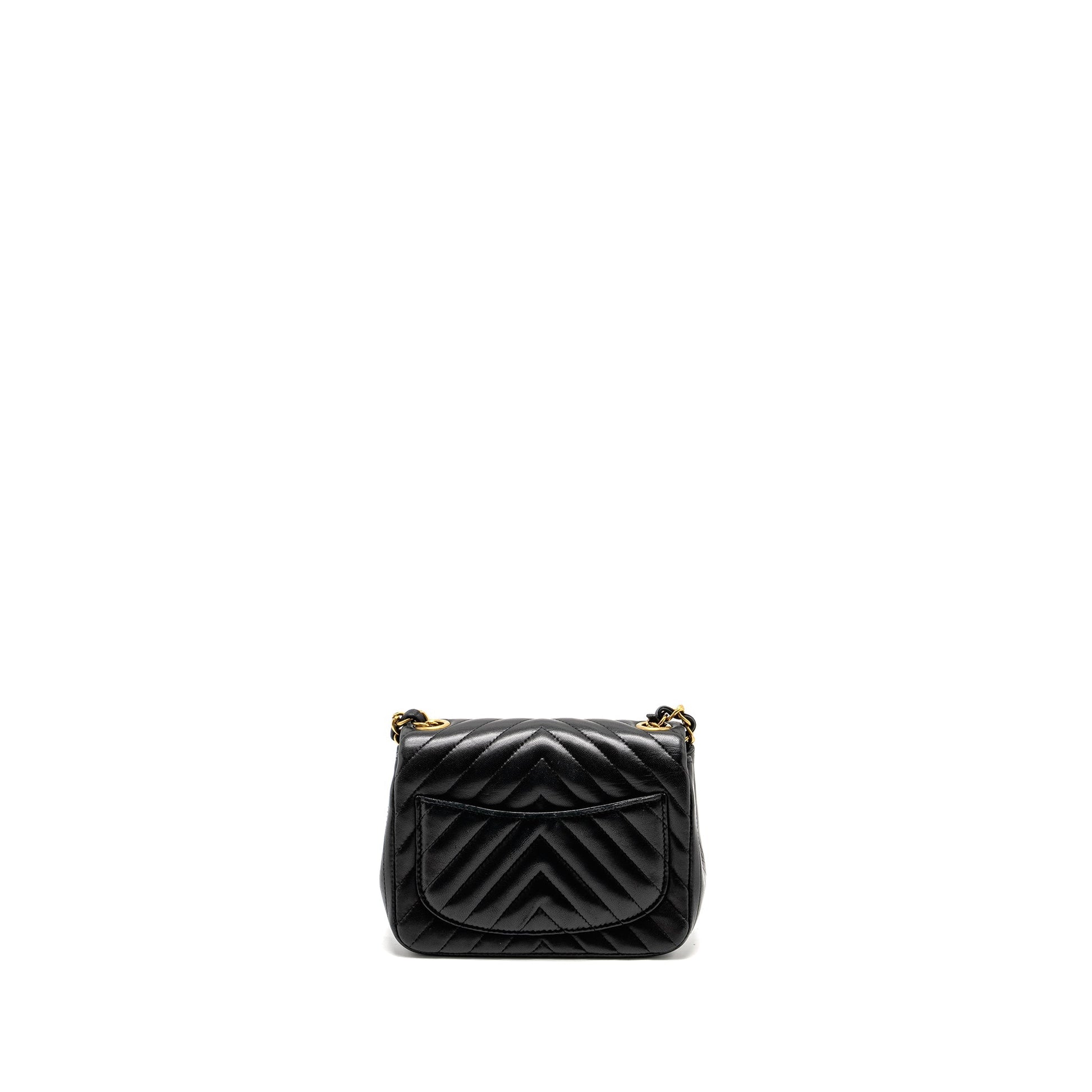 Chanel Square Chevron Flap Lambskin GHW Black Shoulder Bag