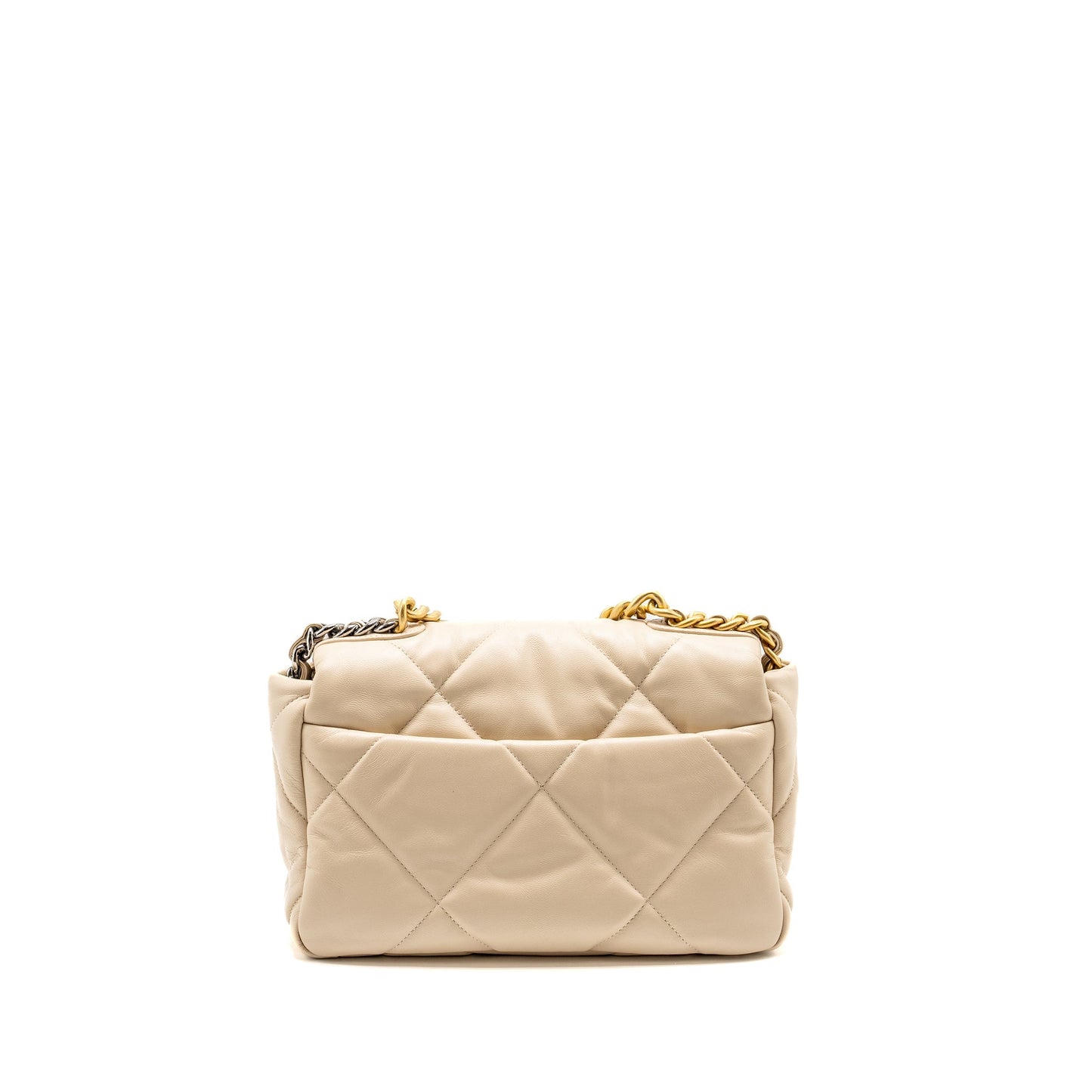 Chanel 19 Shiny Goatskin Light Hardware Multicolour Beige Small Handbag