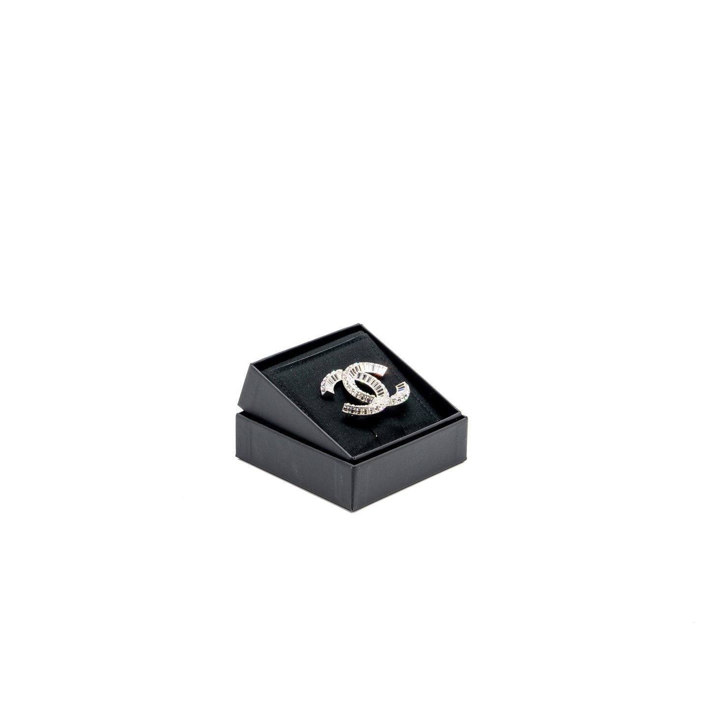 Chanel CC logo crystal brooch tone Silver Handbag