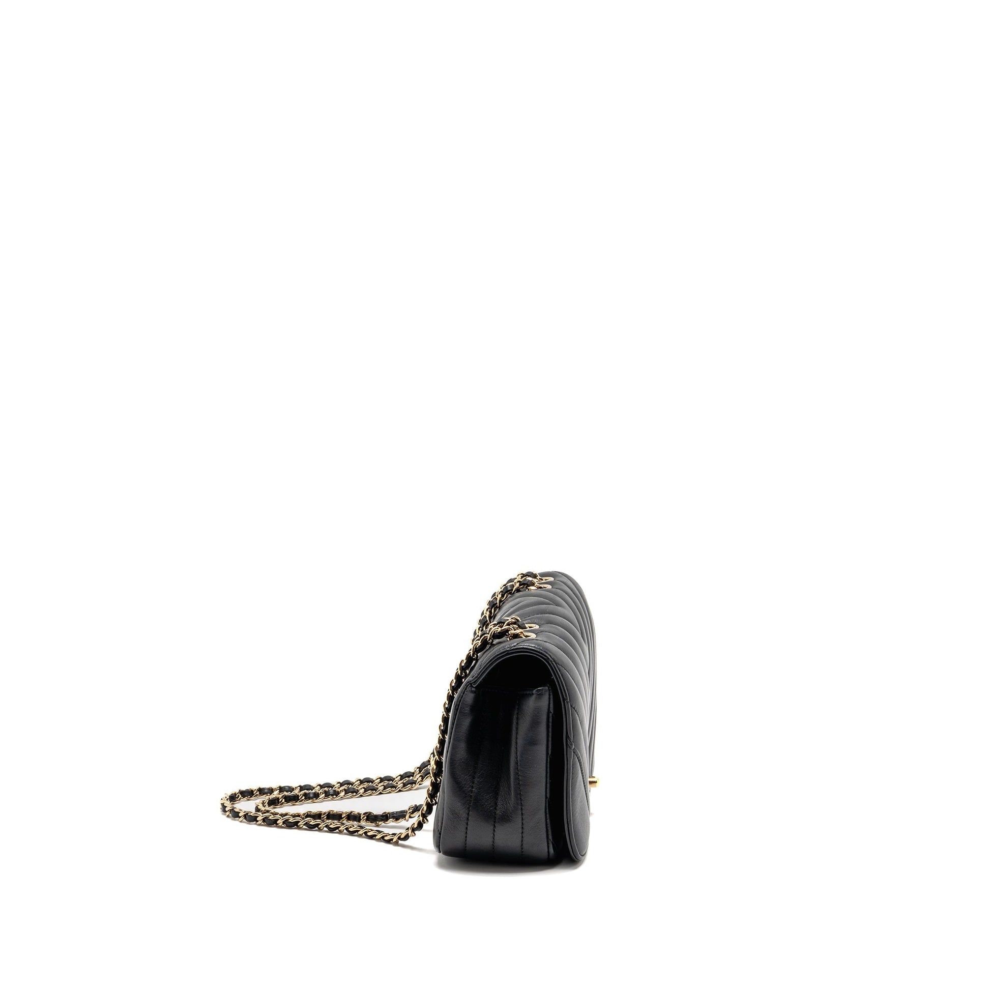 Chanel Chevron Flap lambskin LGHW Black Shoulder Bag