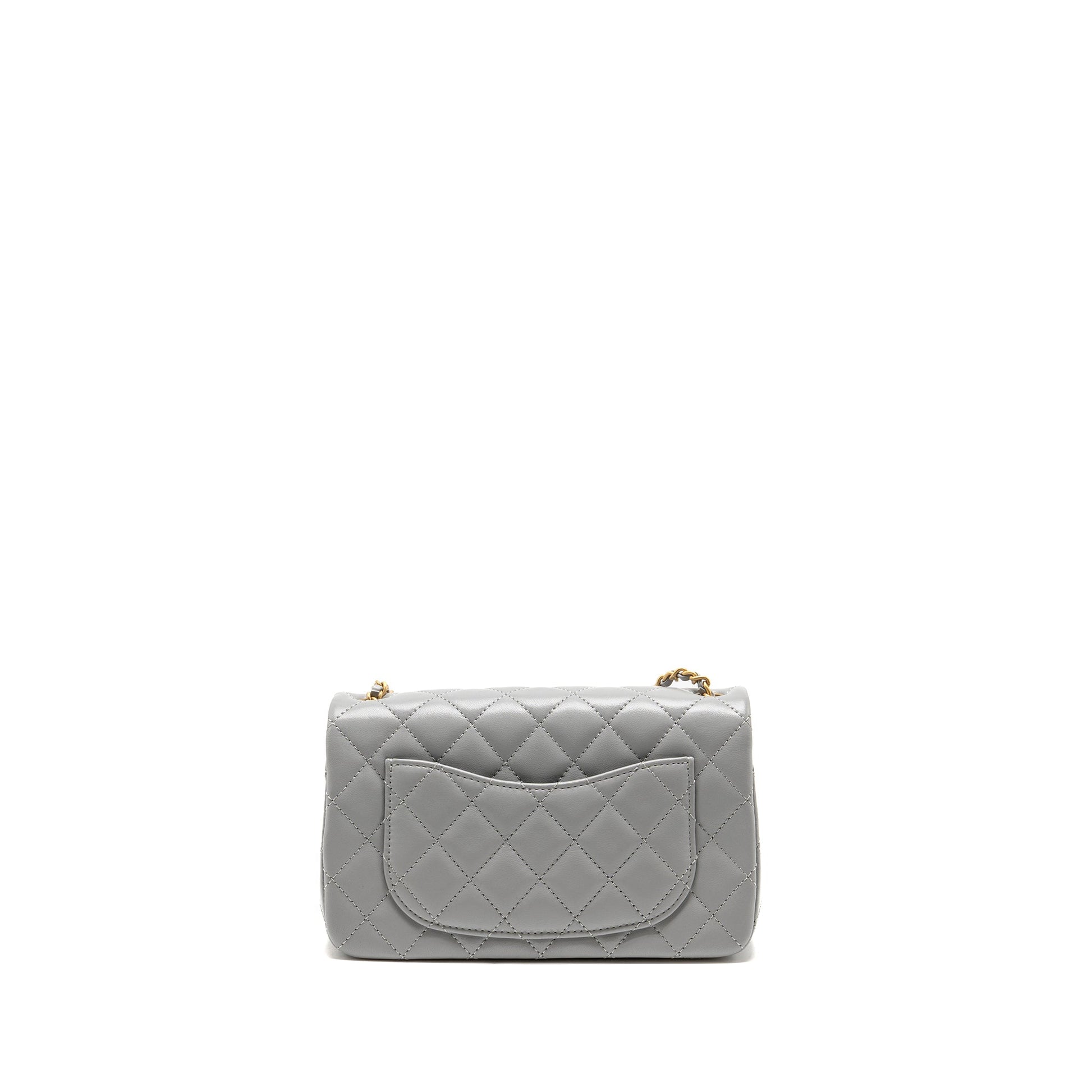 Chanel Pearl Crush rectangular flap lambskin GHW Grey Shoulder Bag Ghw Microchip
