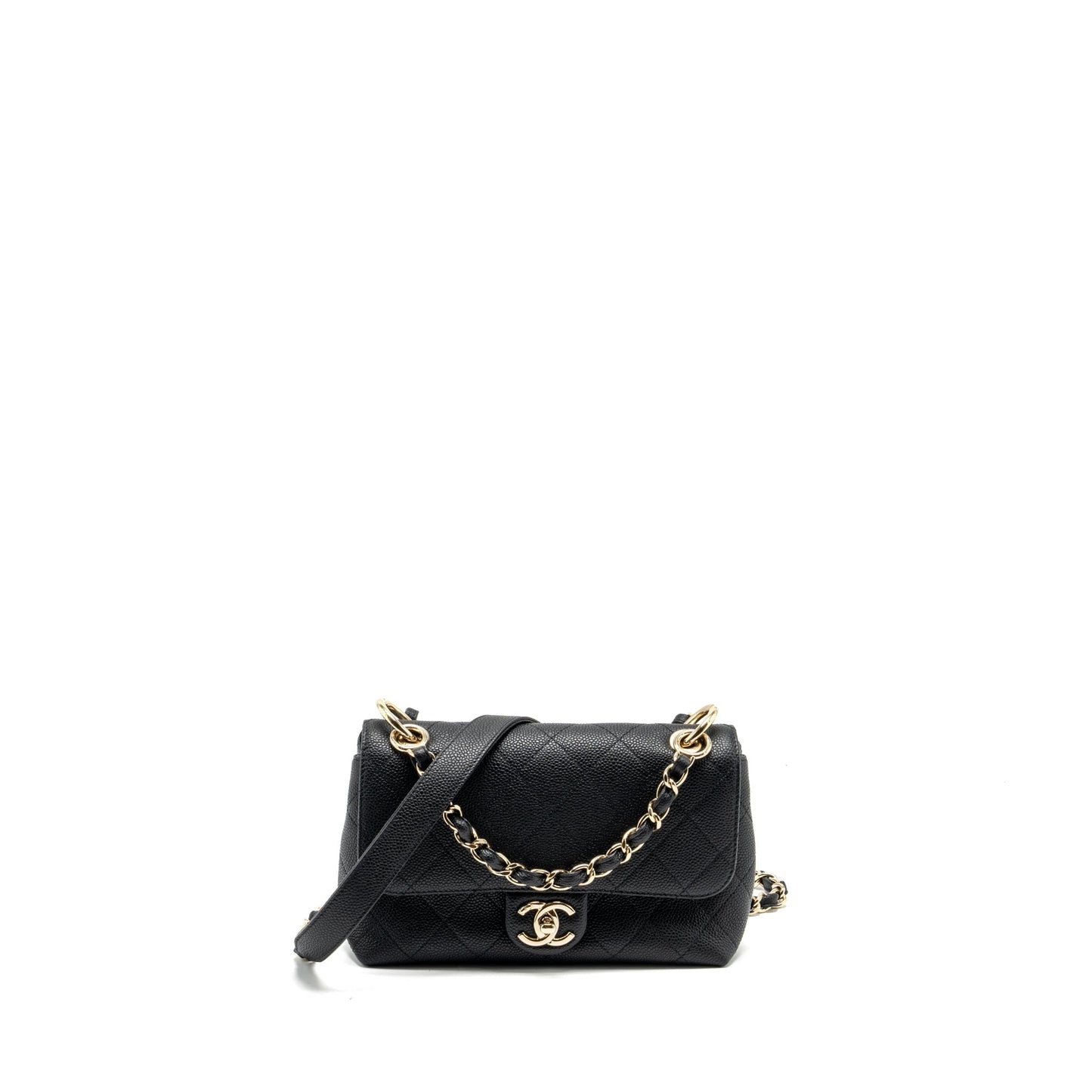 Chanel Handle Flap Quilted Calfskin LGHW Black Shoulder Bag