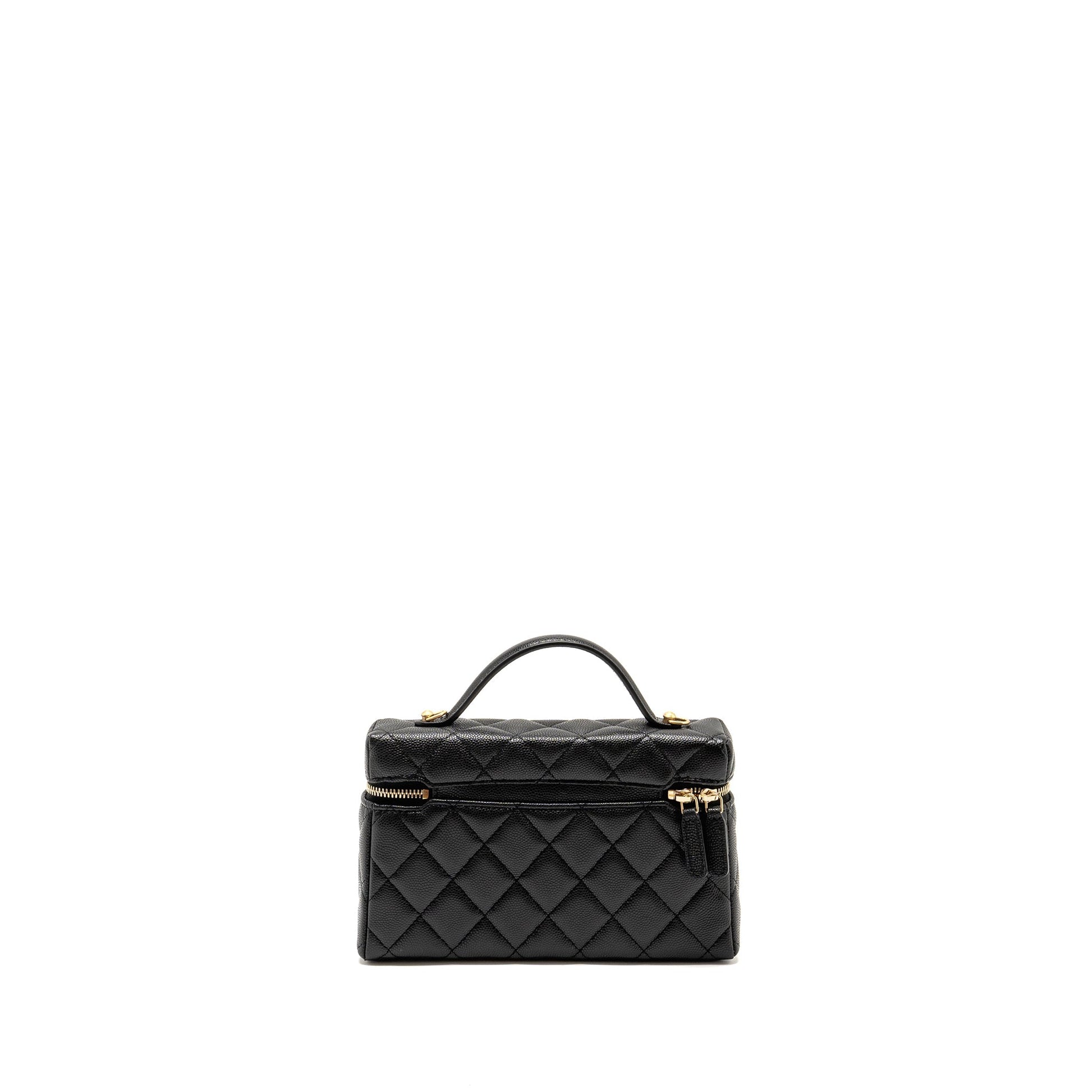 Chanel Top Handle Vanity Caviar GHW Microchip Black Handbag
