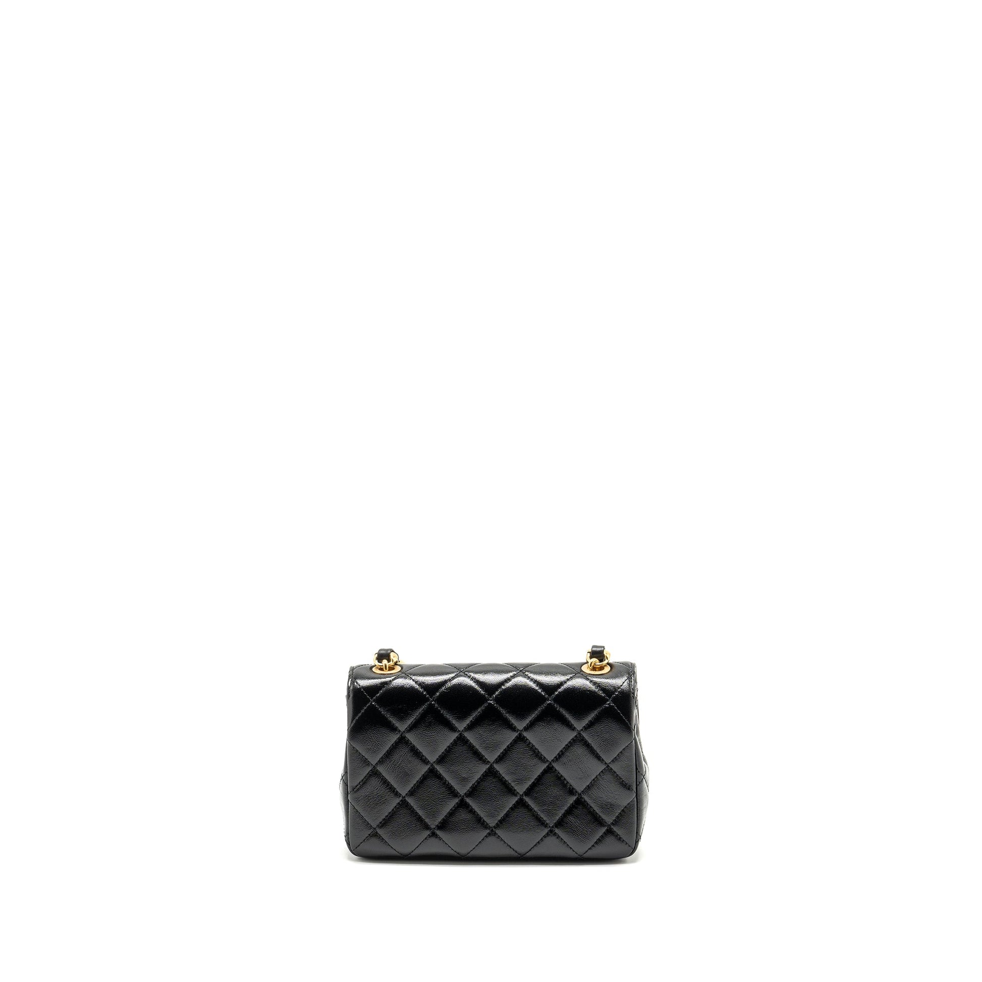 Chanel 24b Giant Flap Lambskin GHW Microchip Black Shoulder Bag