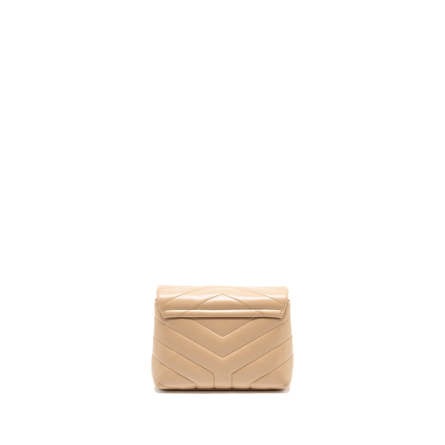 YSL Saint Laurent Loulou Toy Strap Purse Calfskin Travel Bag Beige