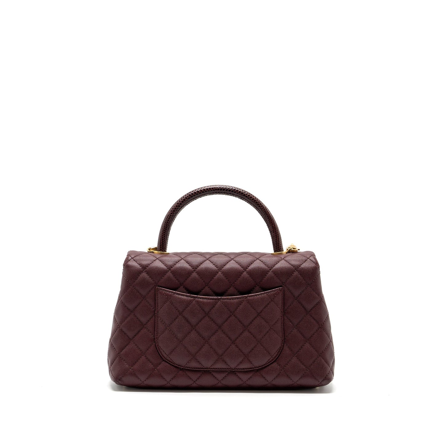Chanel Coco Handle Lizard Handle Caviar Burgundy Handbag