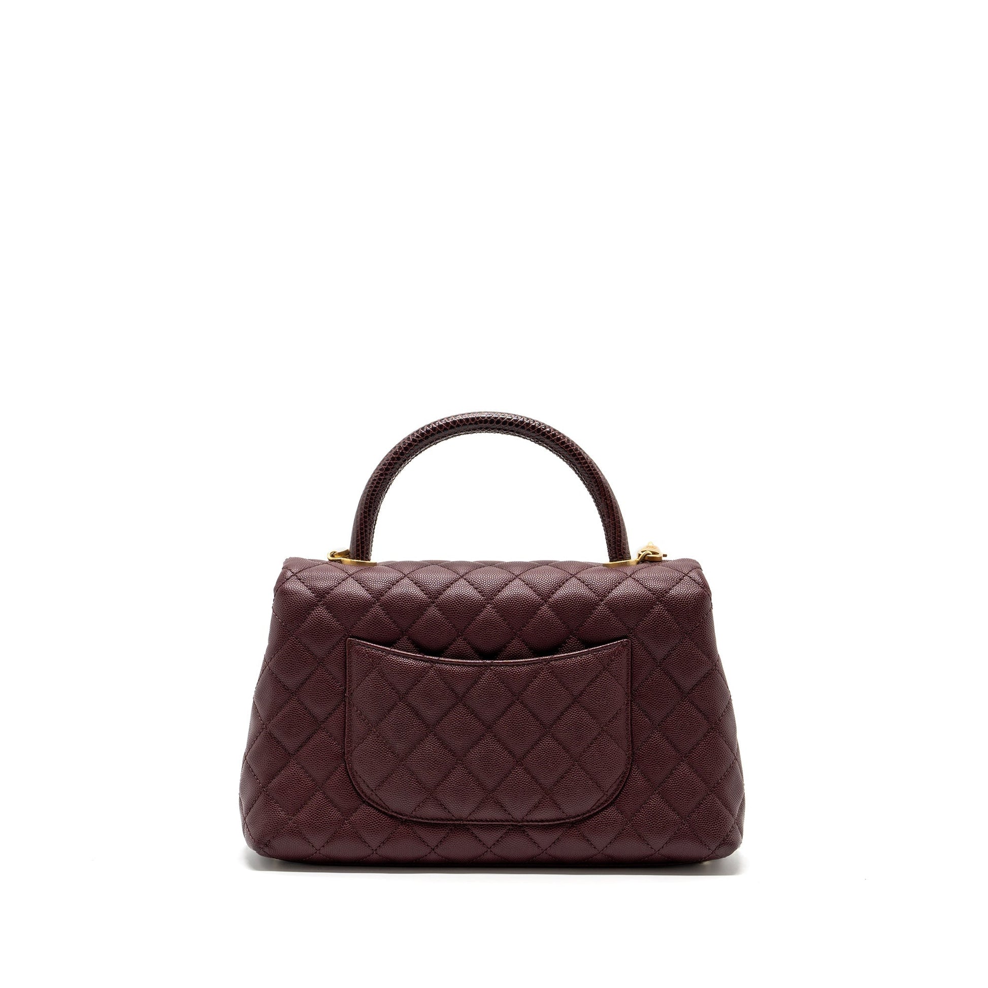 Chanel Coco Handle Lizard Handle Caviar Burgundy Handbag