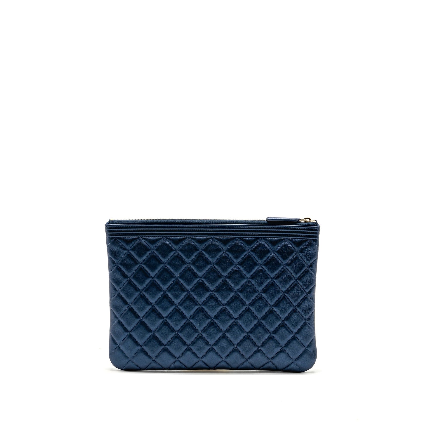 Chanel Boy Calfskin Pearly GHW Blue Clutch Bag