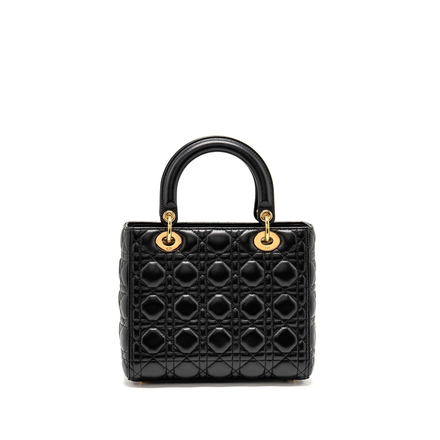 Dior Lady Lambskin Handbag Black Medium Travel Bag