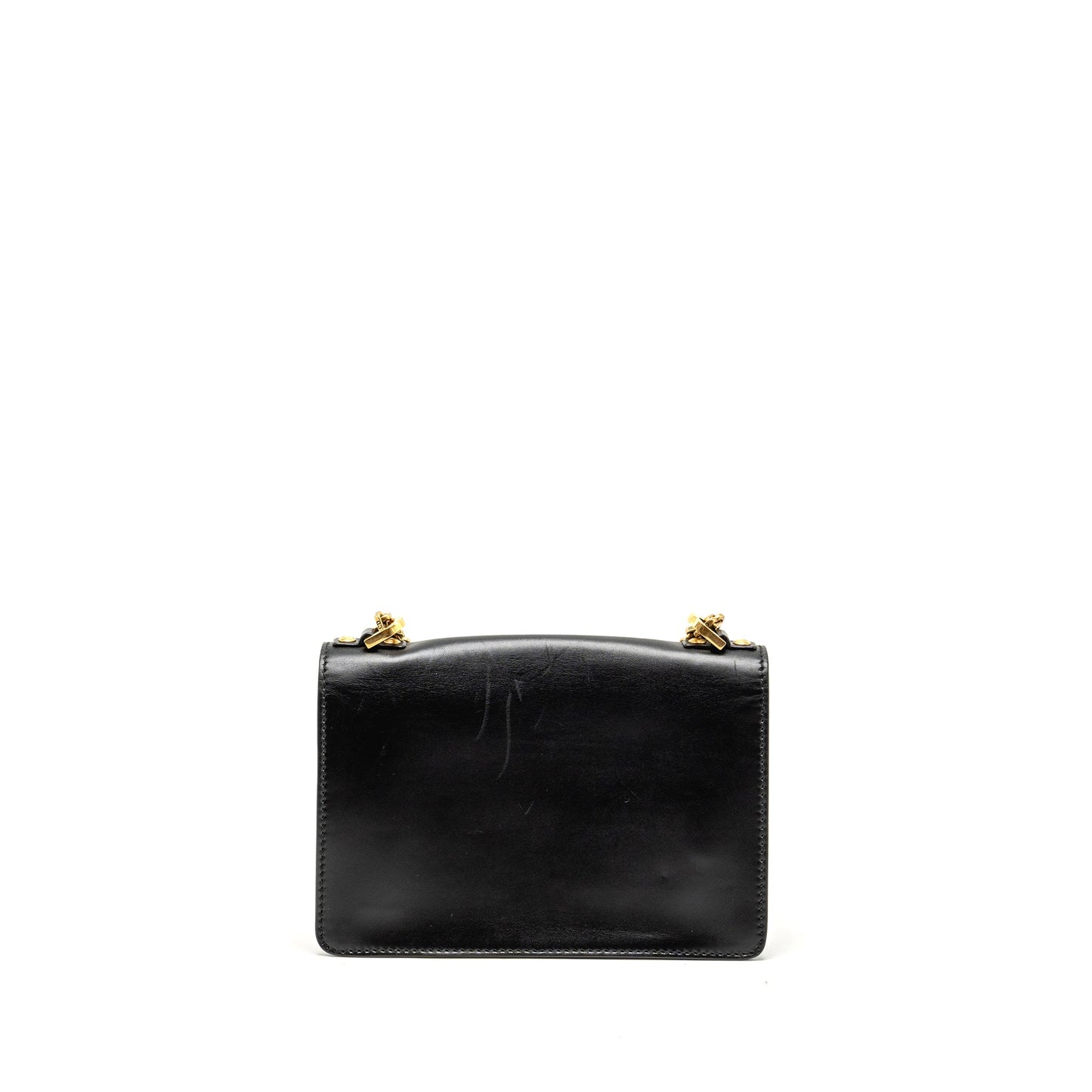 J' Flap Purse With Chain Handbag Leather Black Travel Bag