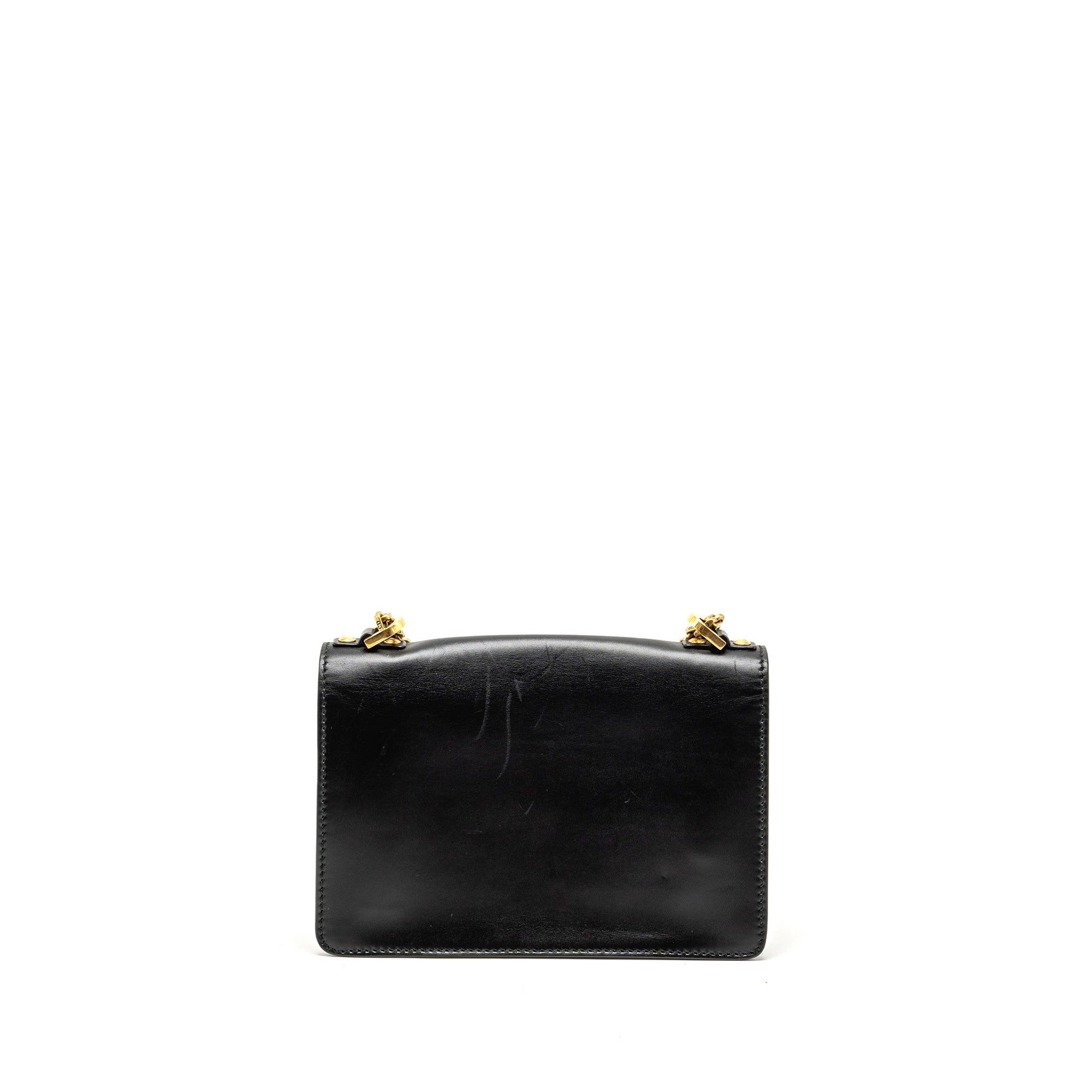 J' Flap Purse With Chain Handbag Leather Black Travel Bag