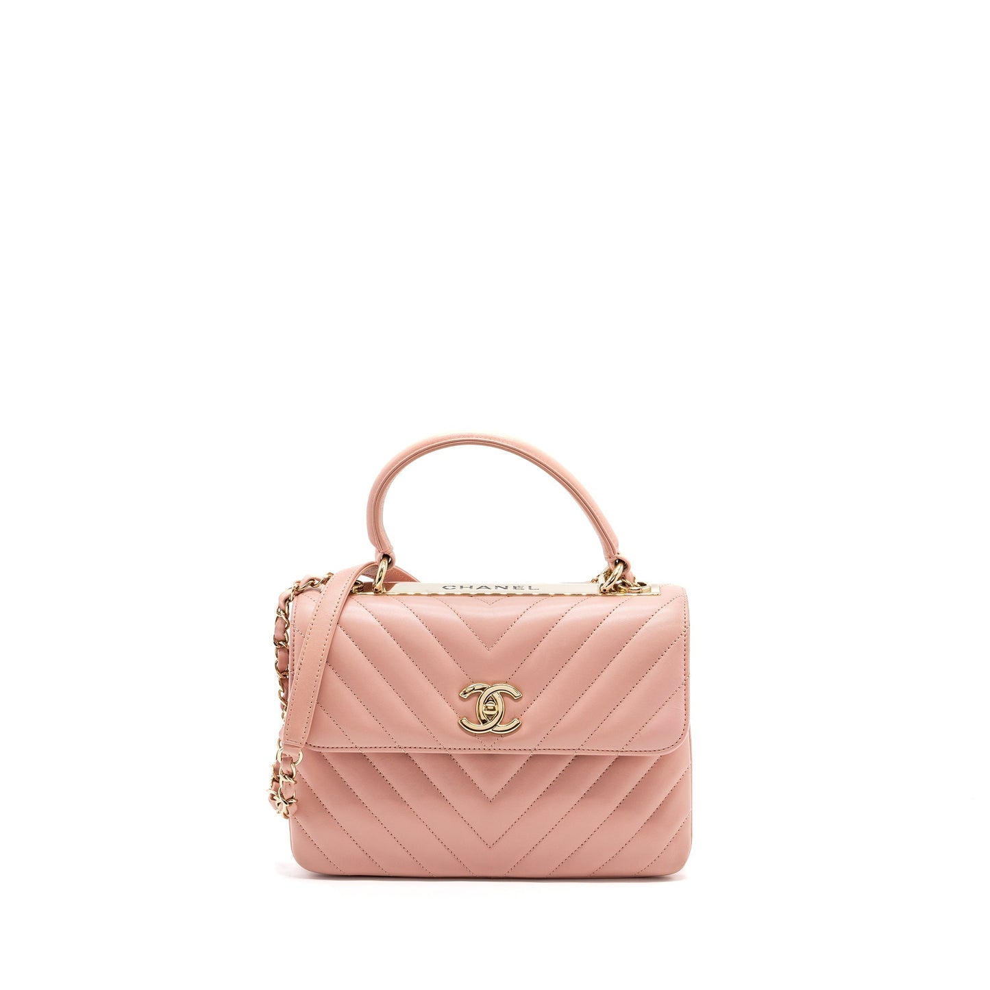 Chanel Chevron Trendy CC Top Handle Flap Pink Shoulder Bag