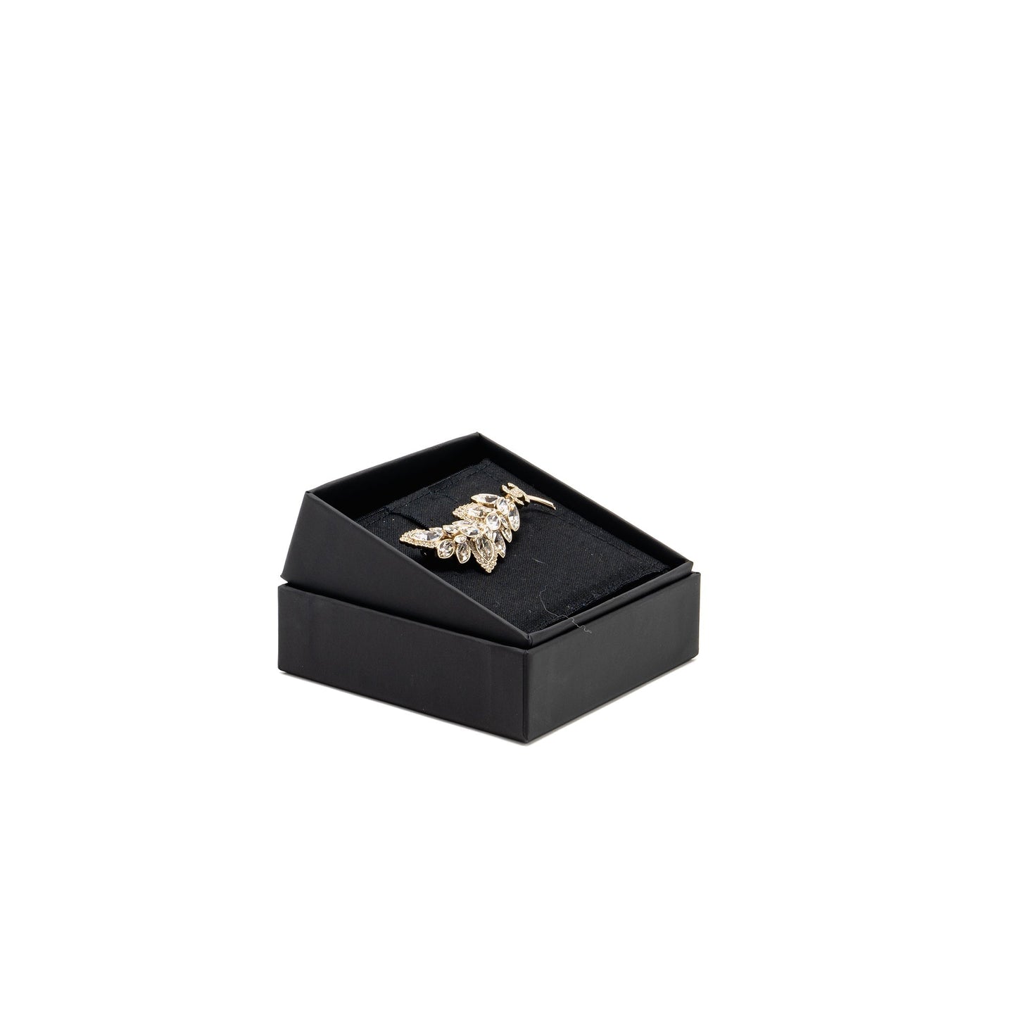 Chanel CC Leaves Brooch Crystal Light Tone Gold Handbag