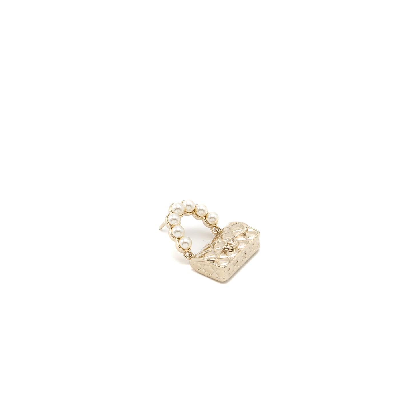 Chanel flap dropped brooch pearl Tone Gold Shoulder Bag