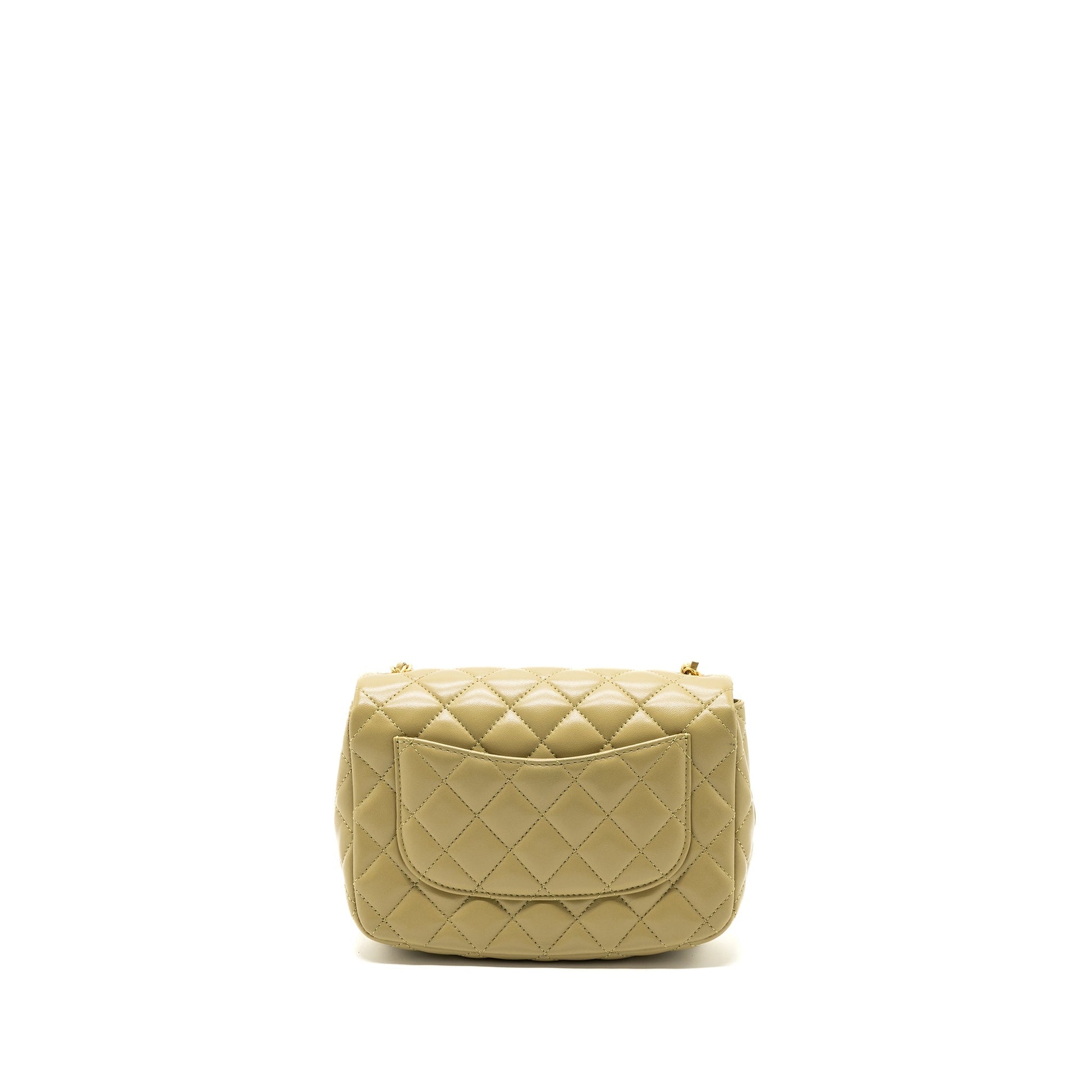 Chanel quilted flap coco love lambskin khaki Green Shoulder Bag