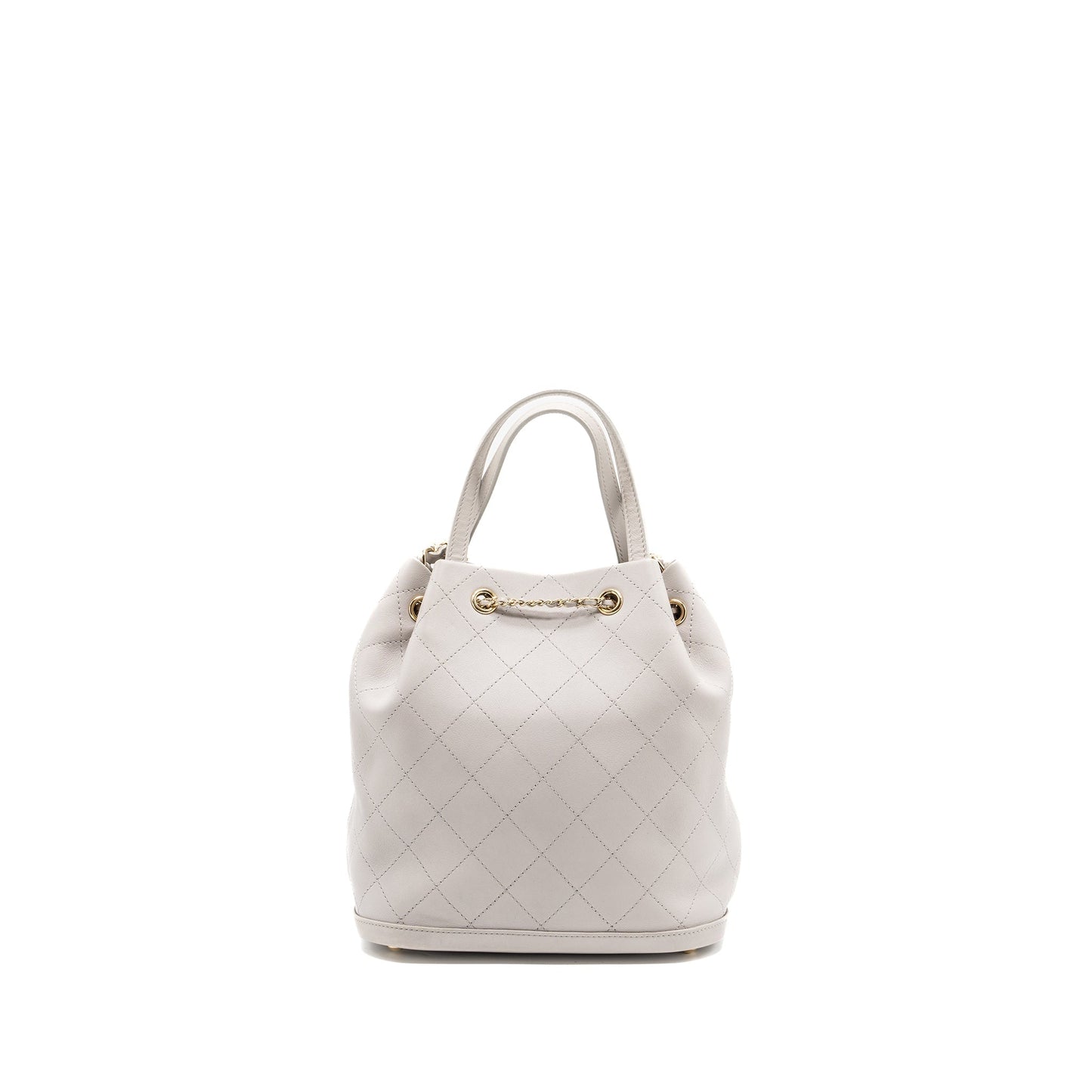 Chanel quilted bucket lambskin LGHW Grey Bucket Bag