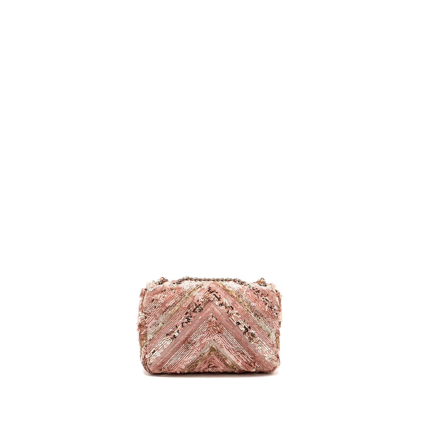 Chanel Chevron flap Sequin SHW Multicolour Pink Shoulder Bag