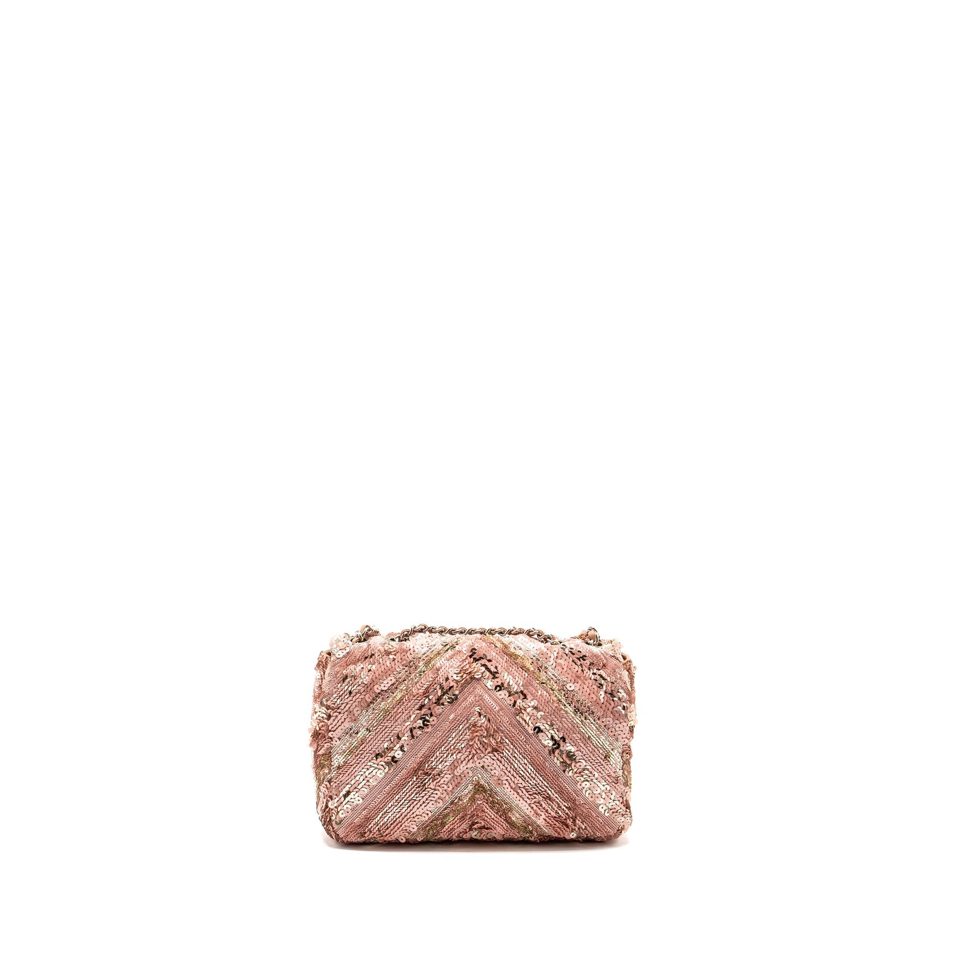 Chanel Chevron flap Sequin SHW Multicolour Pink Shoulder Bag