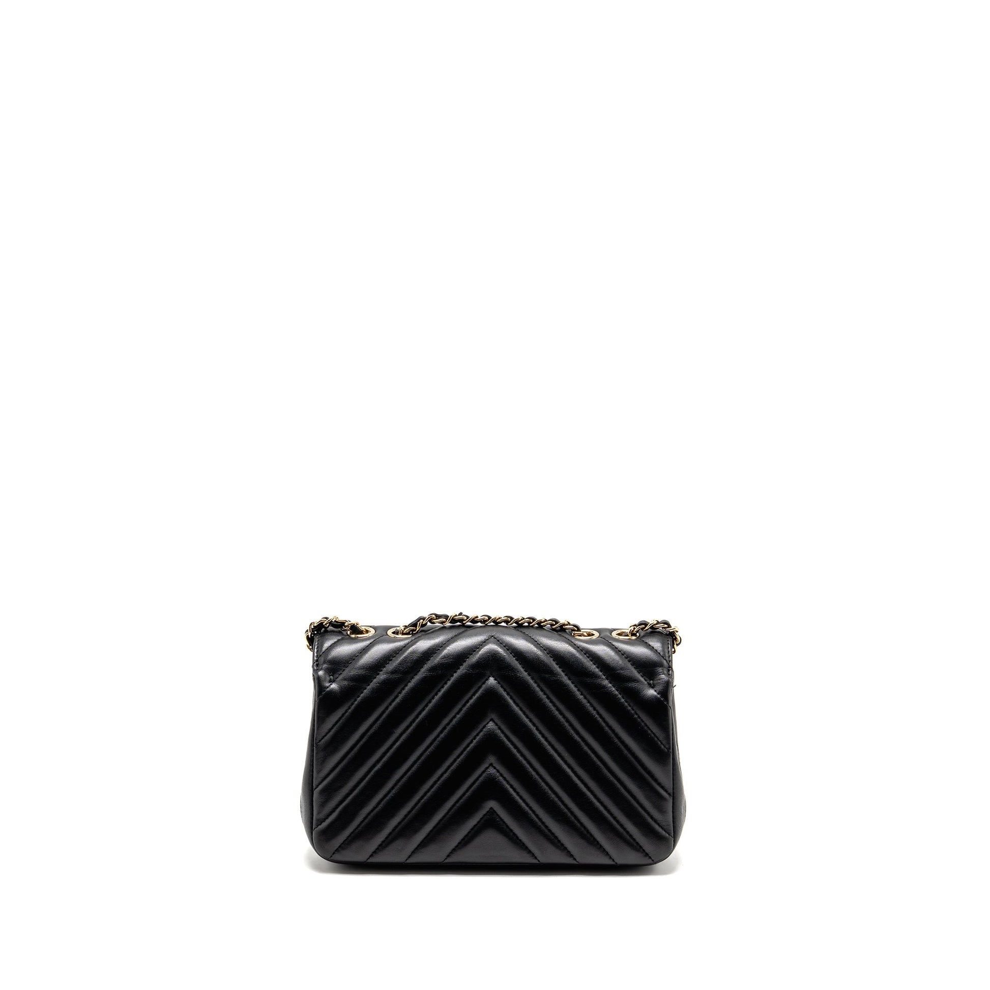 Chanel Chevron Flap lambskin LGHW Black Shoulder Bag