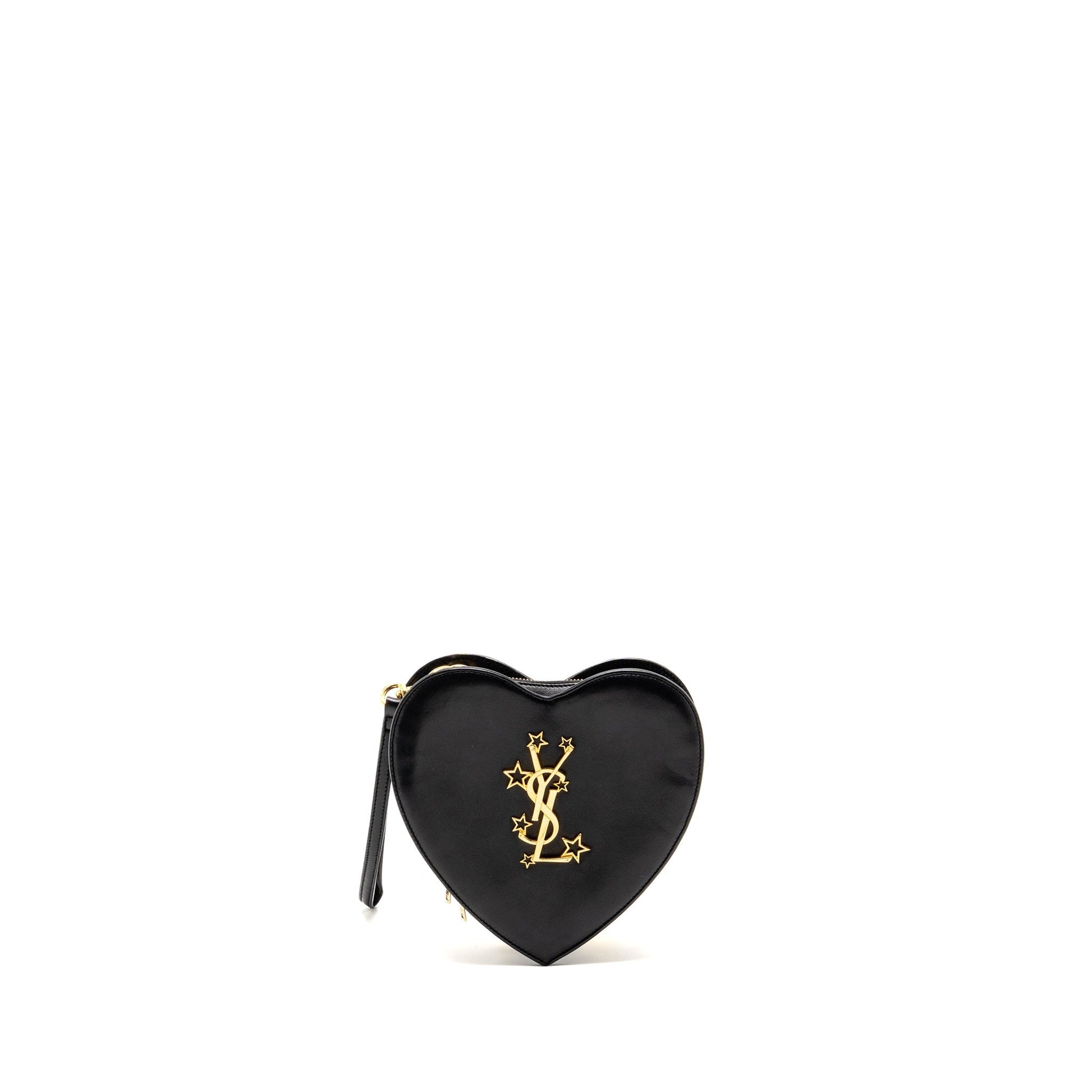 YSL Saint Laurent Love Heart Clutch Lambskin Black Clutch Bag