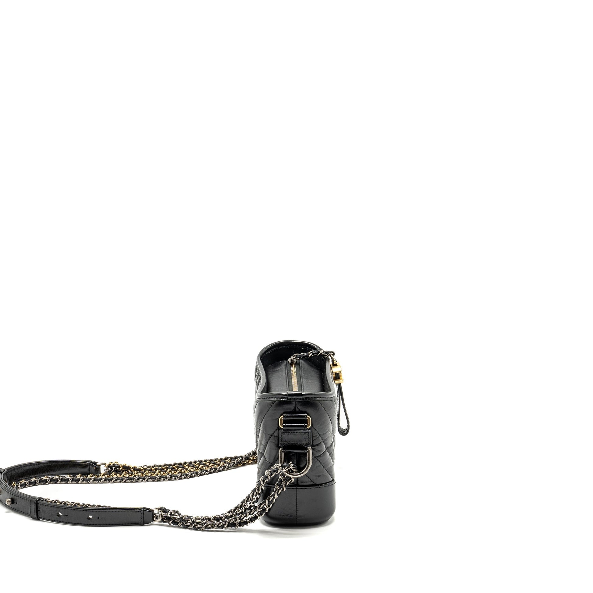 Chanel chevron gabrielle hobo calfskin hardware Multicolor Multicolour Black Small Shoulder Bag