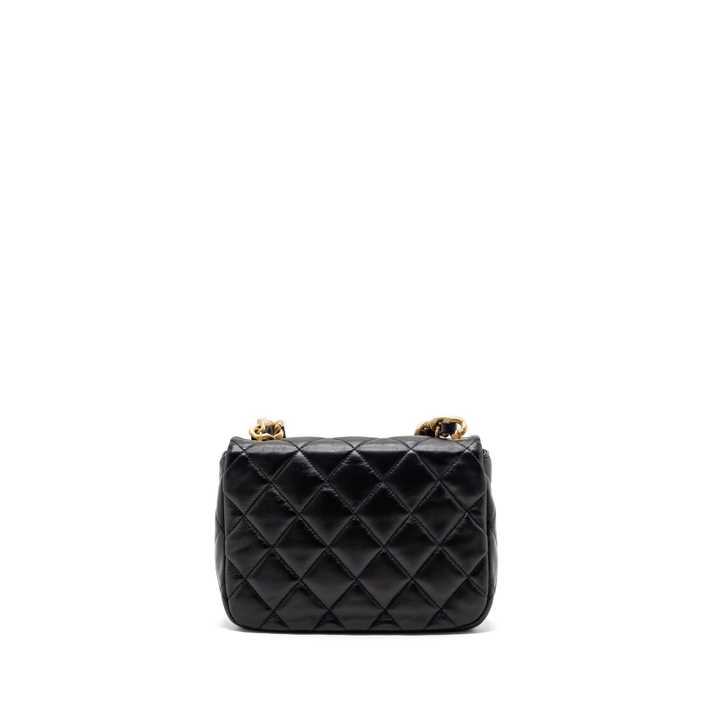 Chanel Quilted Flap Giant Lambskin Hardware microchip Black Gold Shoulder Bag