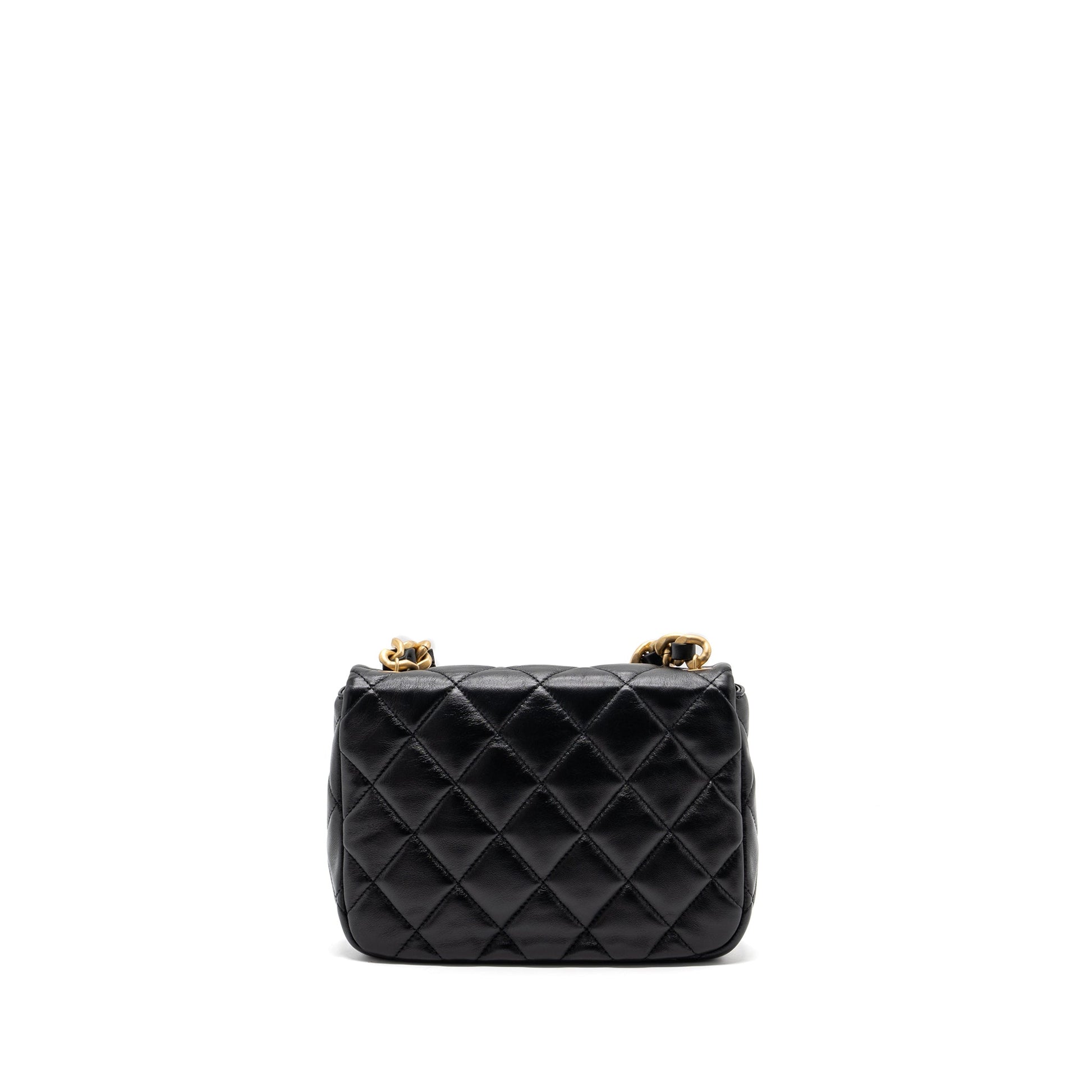 Chanel Quilted Flap Giant Lambskin Hardware microchip Black Gold Shoulder Bag