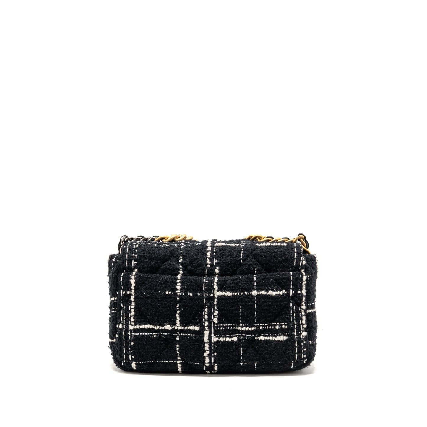 Chanel 19 Tweed Hardware Microchip Multicolour Black White Small Handbag