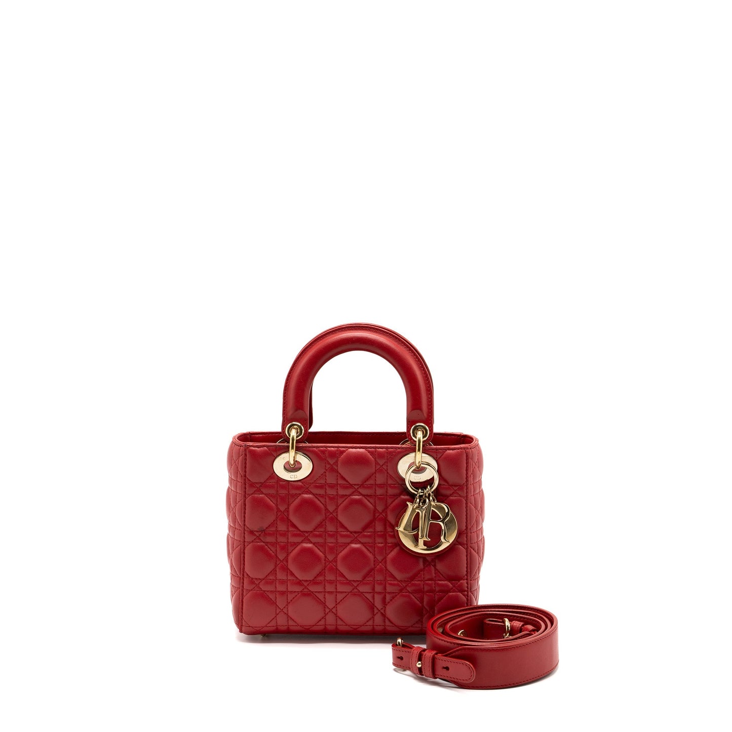 Dior Lady Lambskin With Handbag Red Small Travel Bag