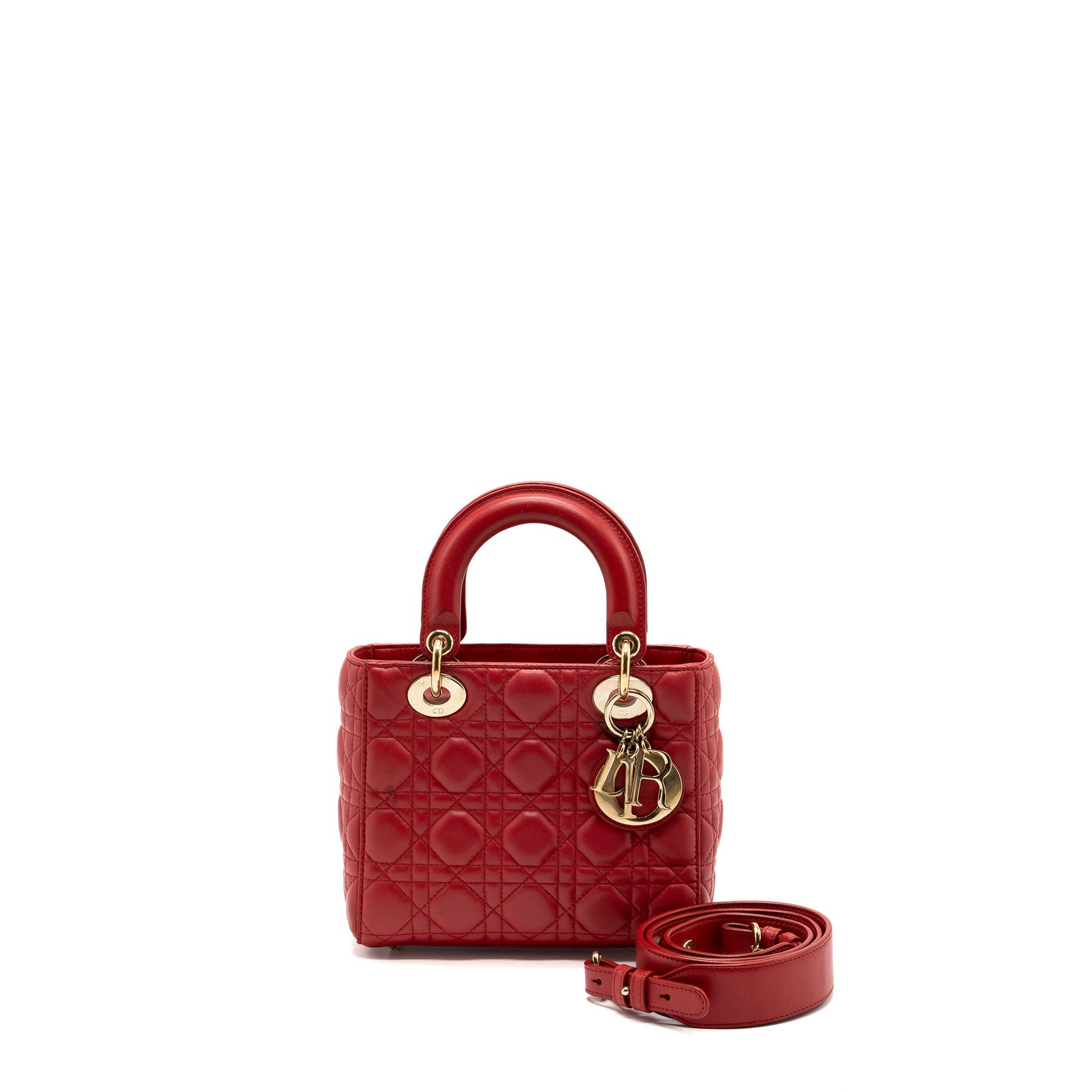 Dior Lady Lambskin With Handbag Red Small Travel Bag