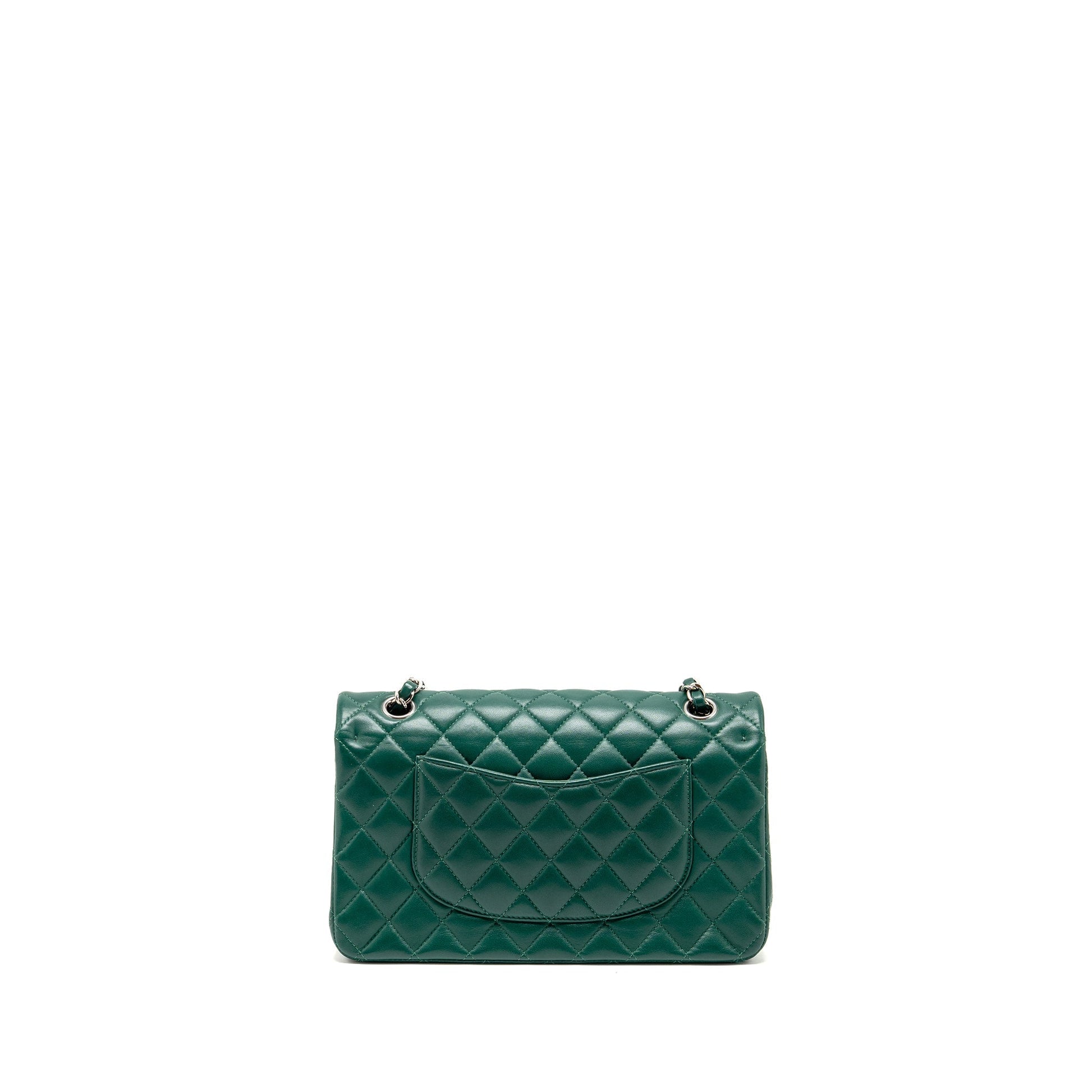 Chanel Classic double flap lambskin SHW Green Shoulder Bag