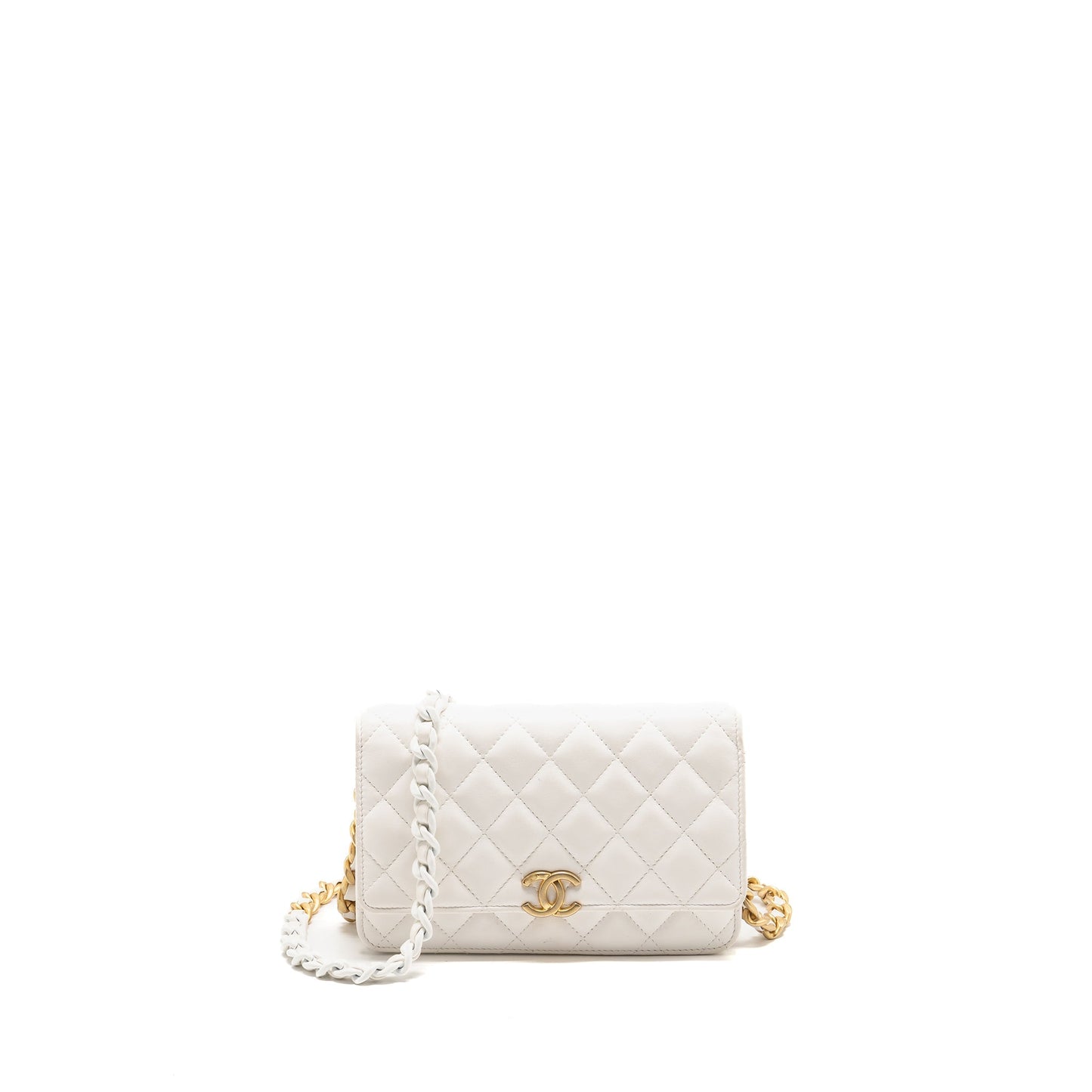 Chanel Giant Classic on Lambskin Hardware Microchip Multicolour White Wallet Case
