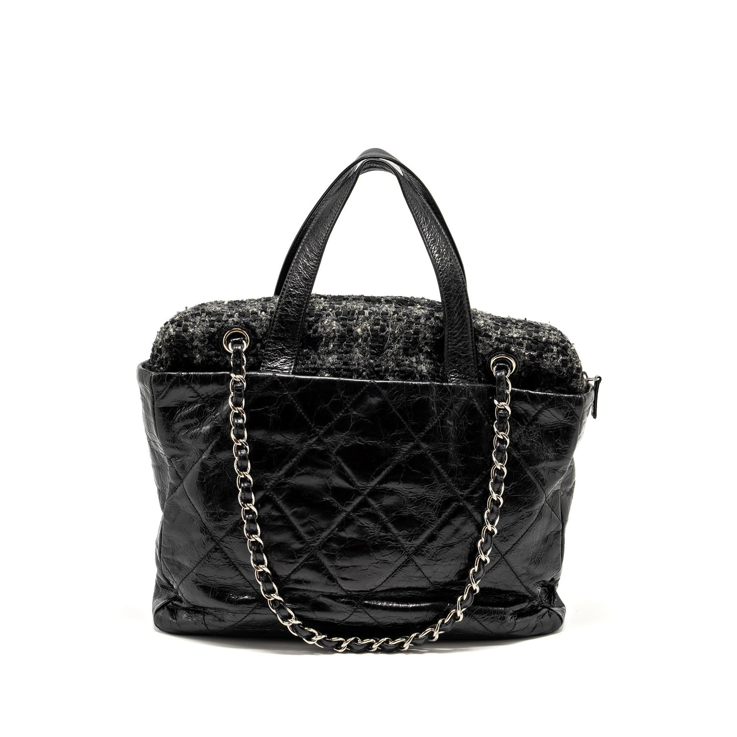 Chanel Portobello Calfskin Tweed SHW Black Grey Tote Bag